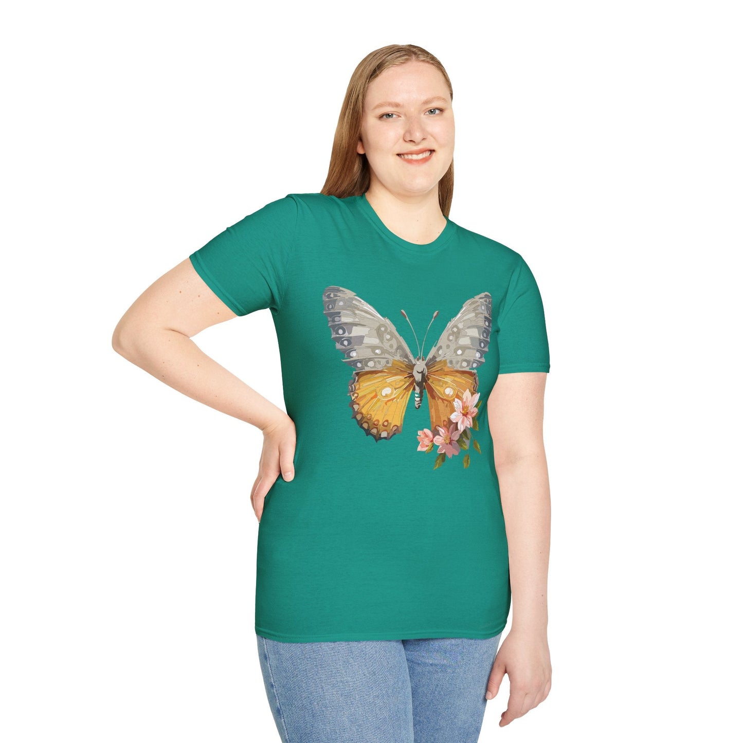 Unisex Butterfly T Shirt Monarch Print Softstyle Cotton Tee Gildan 64000 Lightweight Comfort