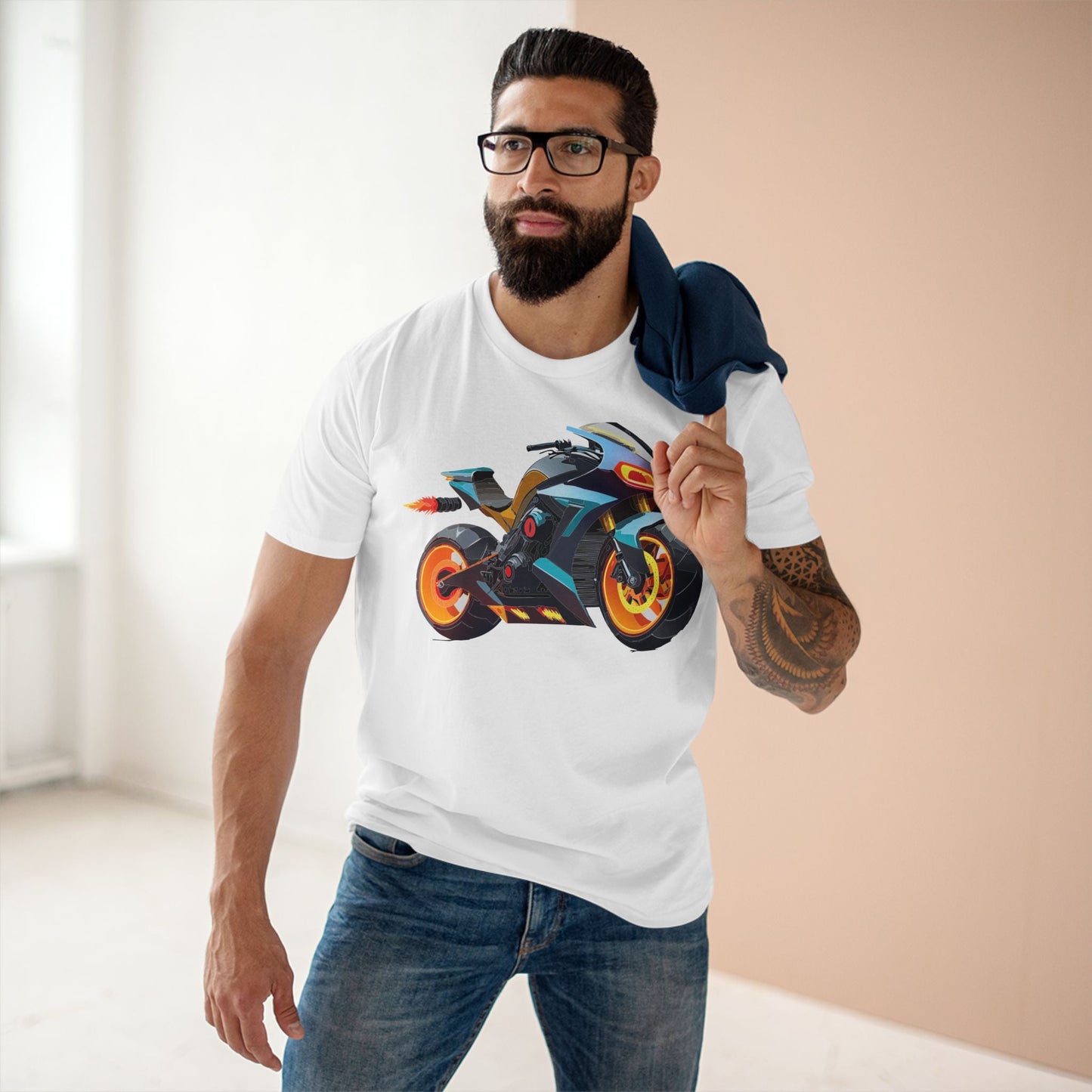 Moto Bike Graphic Unisex 100 Cotton Staple Tee 22