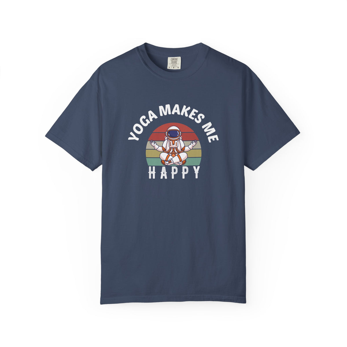 Yoga Makes Me Happy Retro Astronaut Unisex Comfort Colors Garment-Dyed Heavyweight 100 Cotton Art Design T-Shirt w189