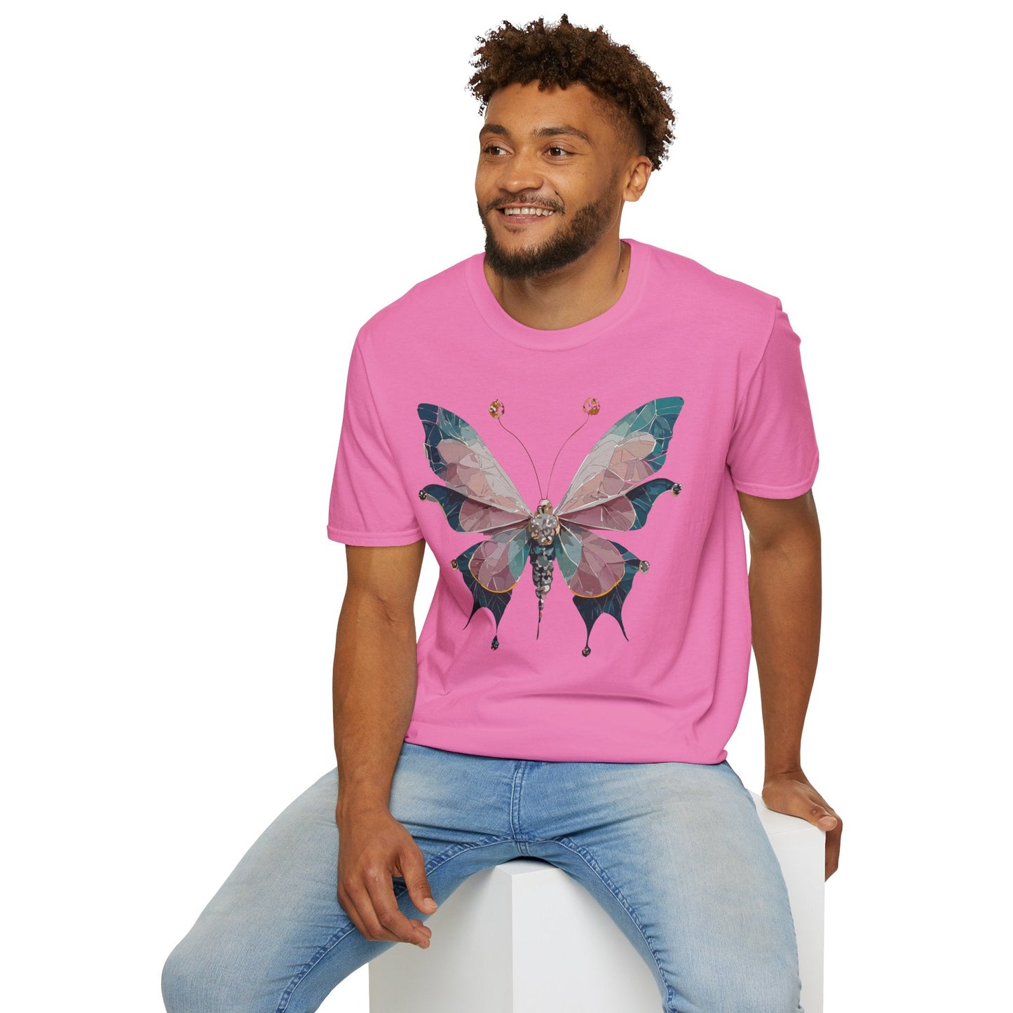 Butterfly Shirt Unisex T Shirt Monarch Print Gildan Softstyle 64000 100 Percent Ring Spun Cotton