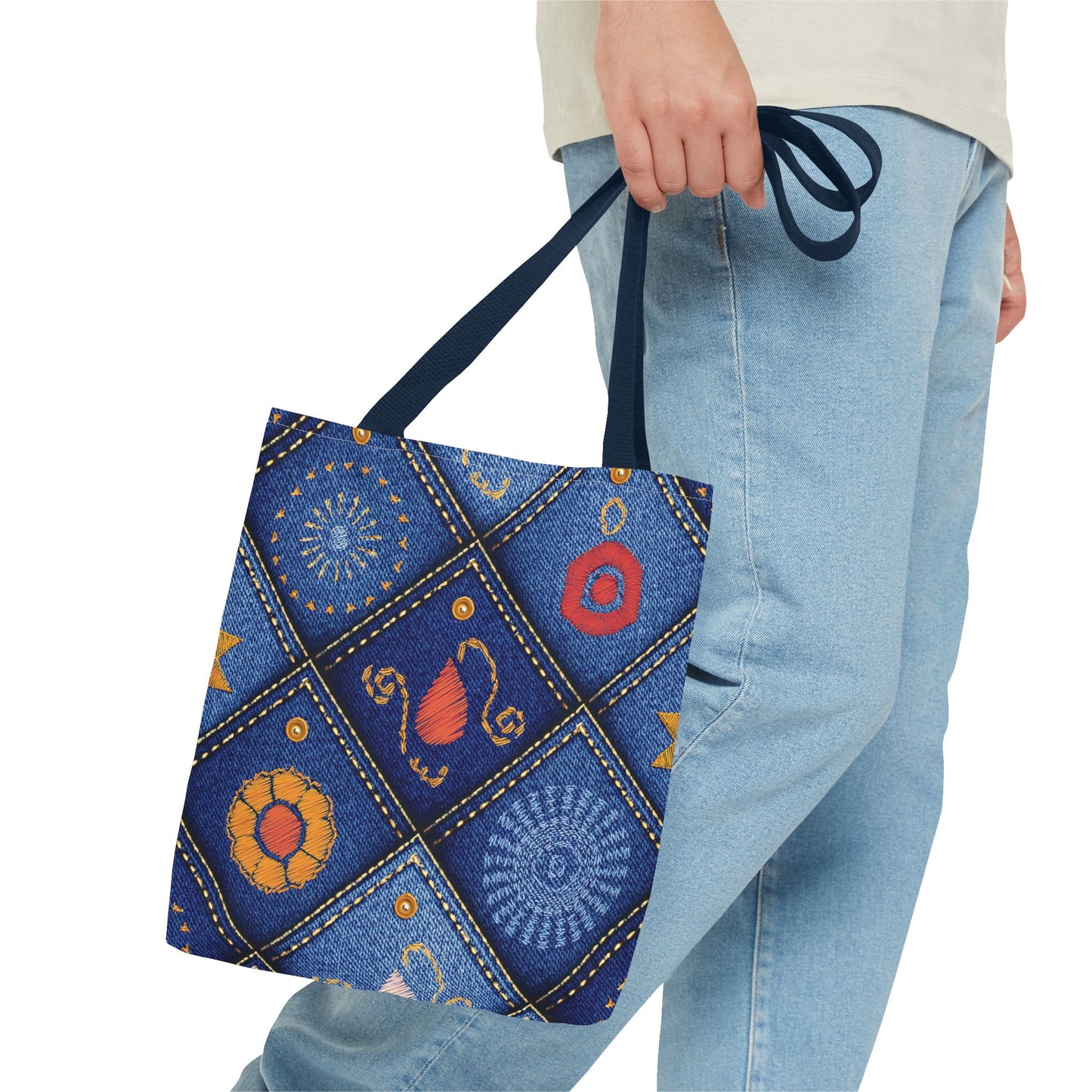 Diwali Graphic Denim Fabric Imitation Print Unisex Canvas Bag Poly Spun 3 Sizes Tote Bag 205-4