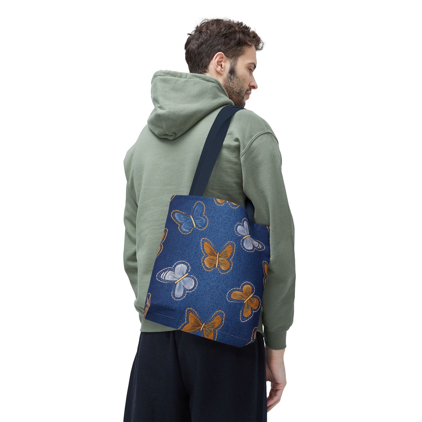 Denim Fabric Imitation Print Unisex Canvas Bag Poly Spun 3 Sizes Tote Bag 177