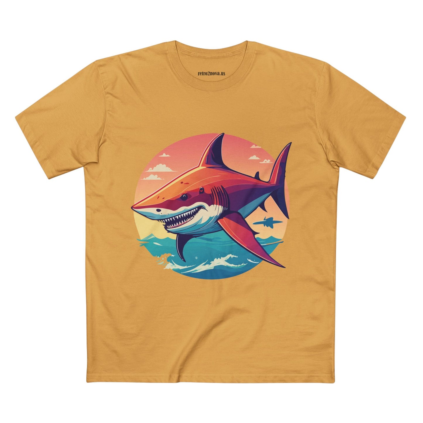 Unisex Premium Cotton Staple Tee With Original Art Shark Shirt From Retro2Nova Art Collection Soft Breathable Comfort