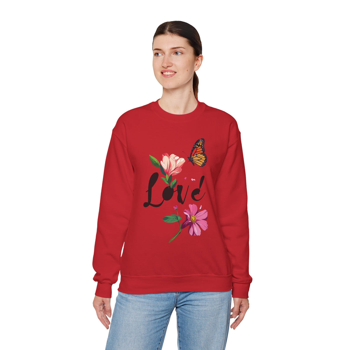 Floral Love Sweatshirt, Floral Butterfly Sweatshirt, Love Sweatshirt, Valentine's Day Sweatshirt, Floral Sweatshirt 120