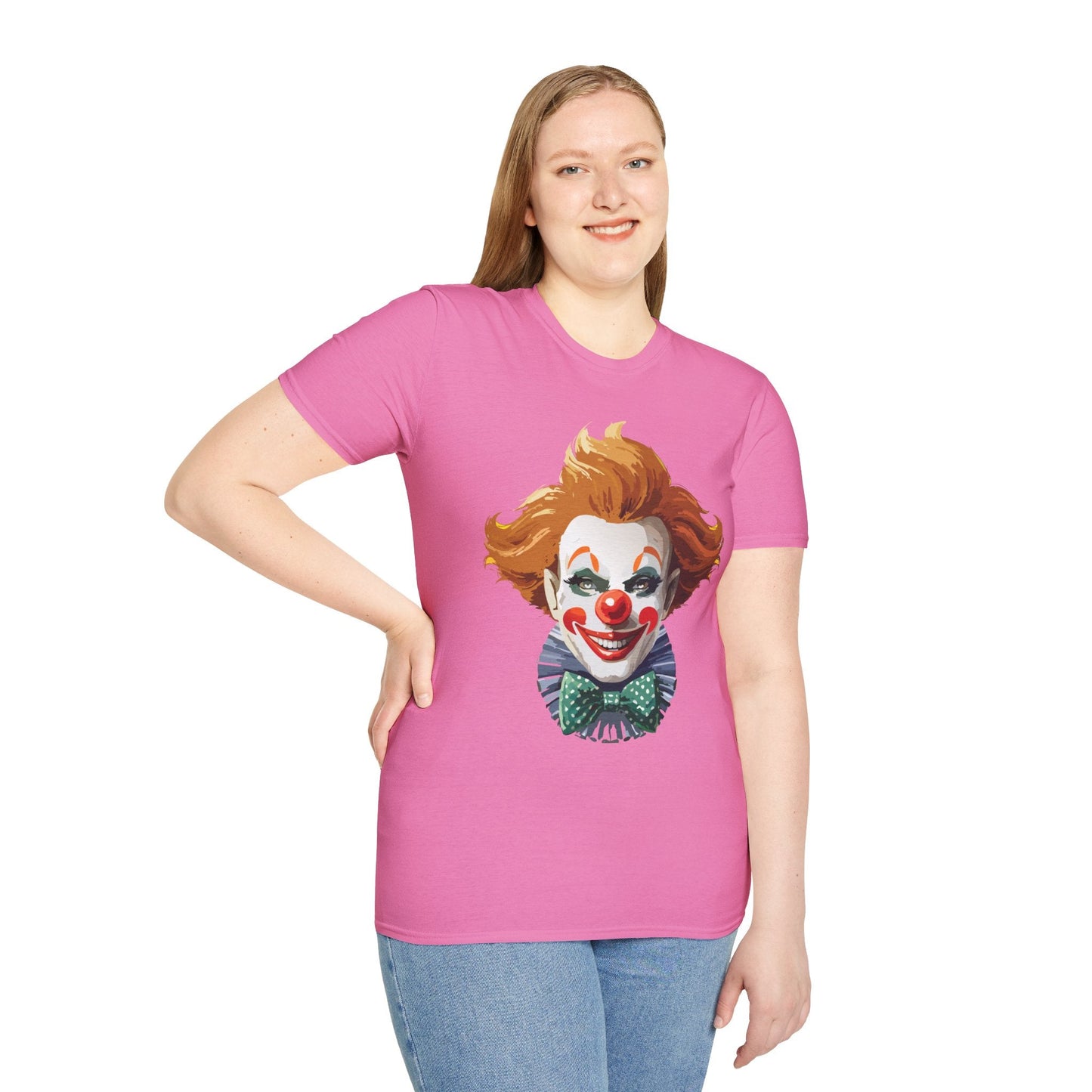 Clown Theme T Shirt Funny Man Circus Scary Man Unisex Gildan Softstyle Graphic Tee Everyday Wear