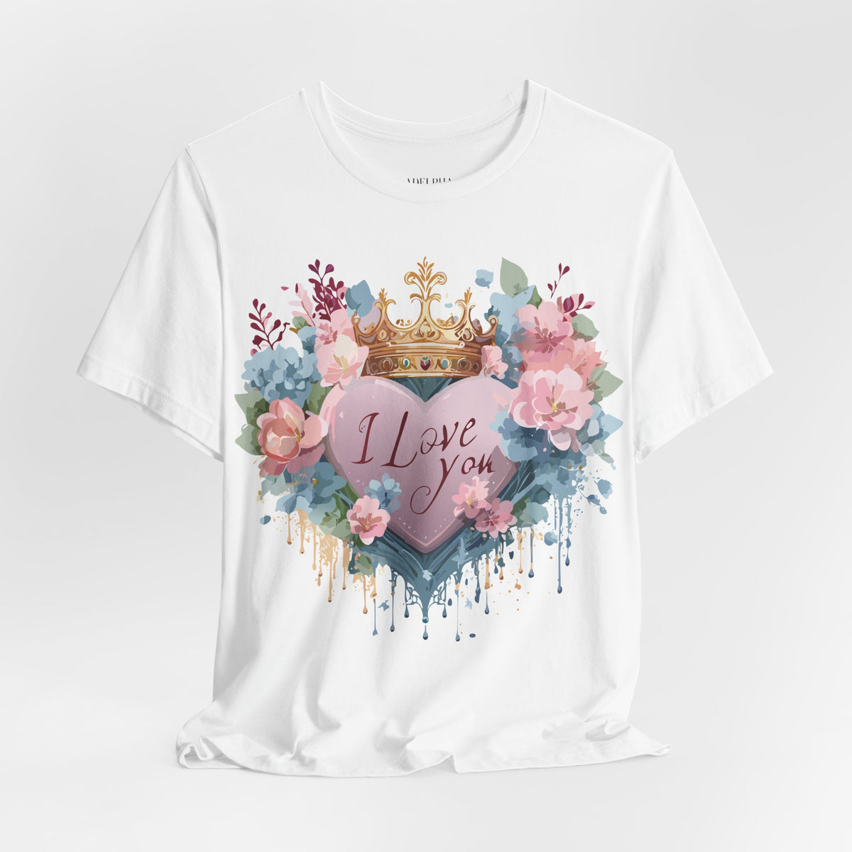 Valentine's Day Graphic Unisex Cotton Bella+Canvas Tee with Floral Art Design d133