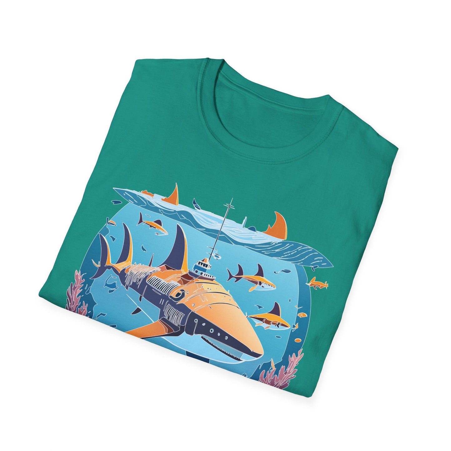 Ocean Tee Shirt Unisex Softstyle Cotton Tee 4.5 Oz Lightweight U Boat Theme Design