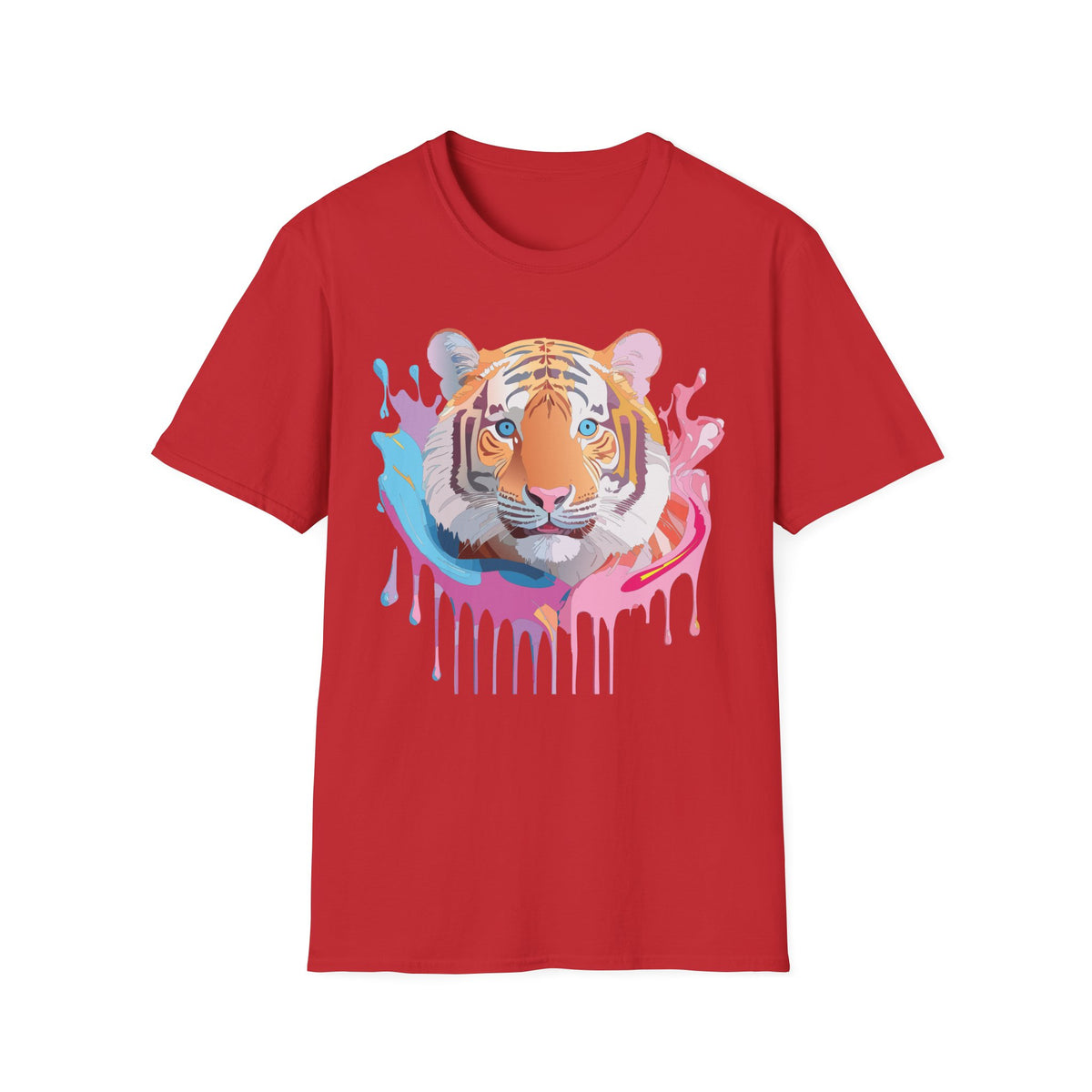 Colorful Tiger Face T-Shirt | Watercolor Drip Animal Graphic