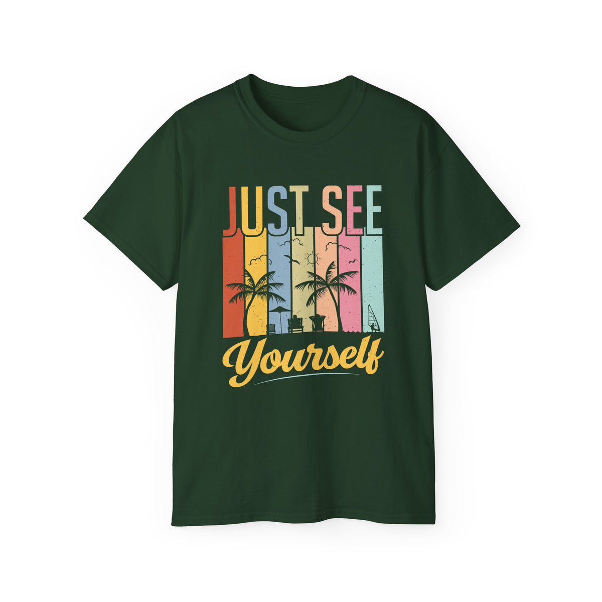 Just See Yourself T-Shirt | Retro Sunset Palm Trees Tee