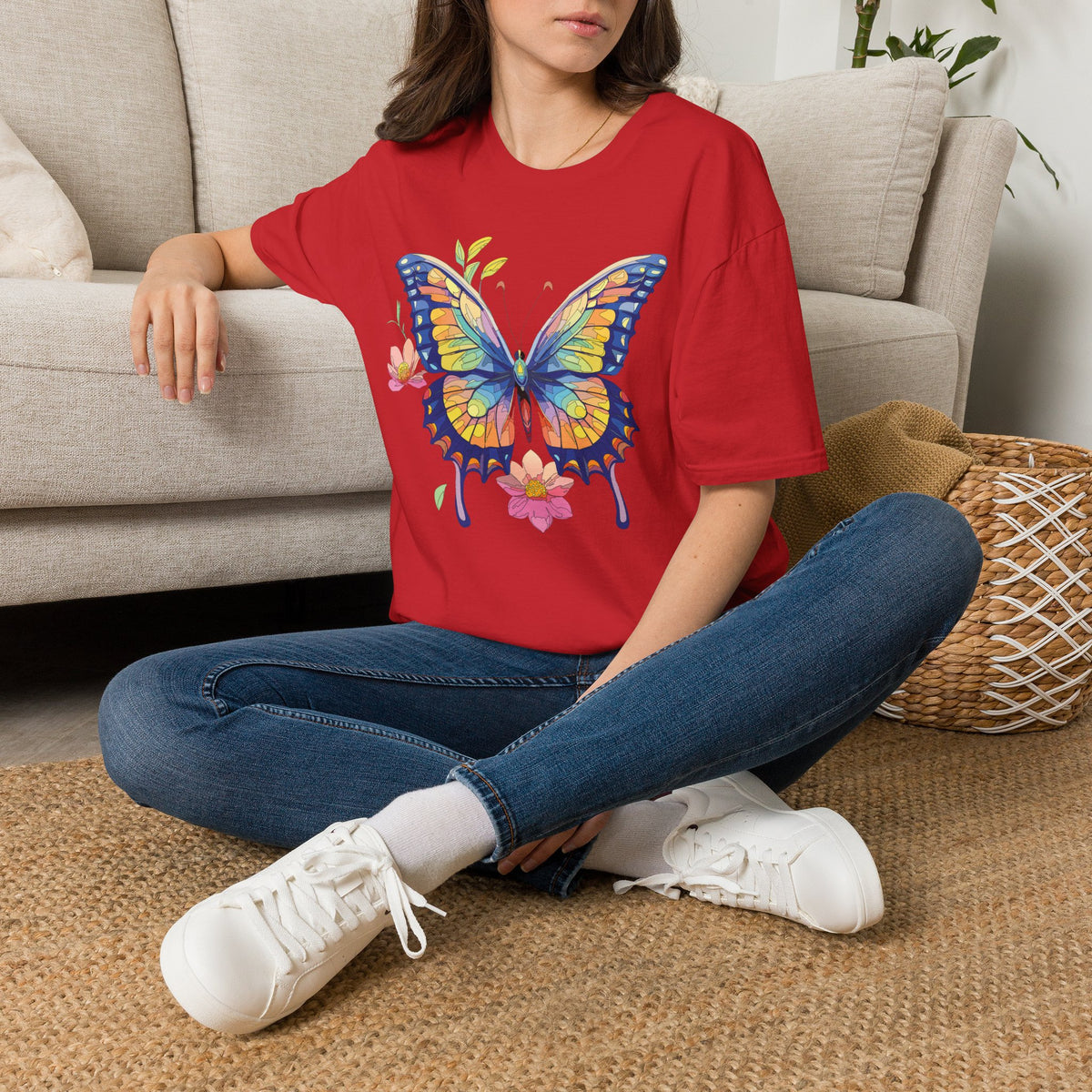 Butterfly Watercolor T-Shirt — Colorful Floral Monarch Graphic Tee Unisex 100 Cotton Gildan T-Shirt