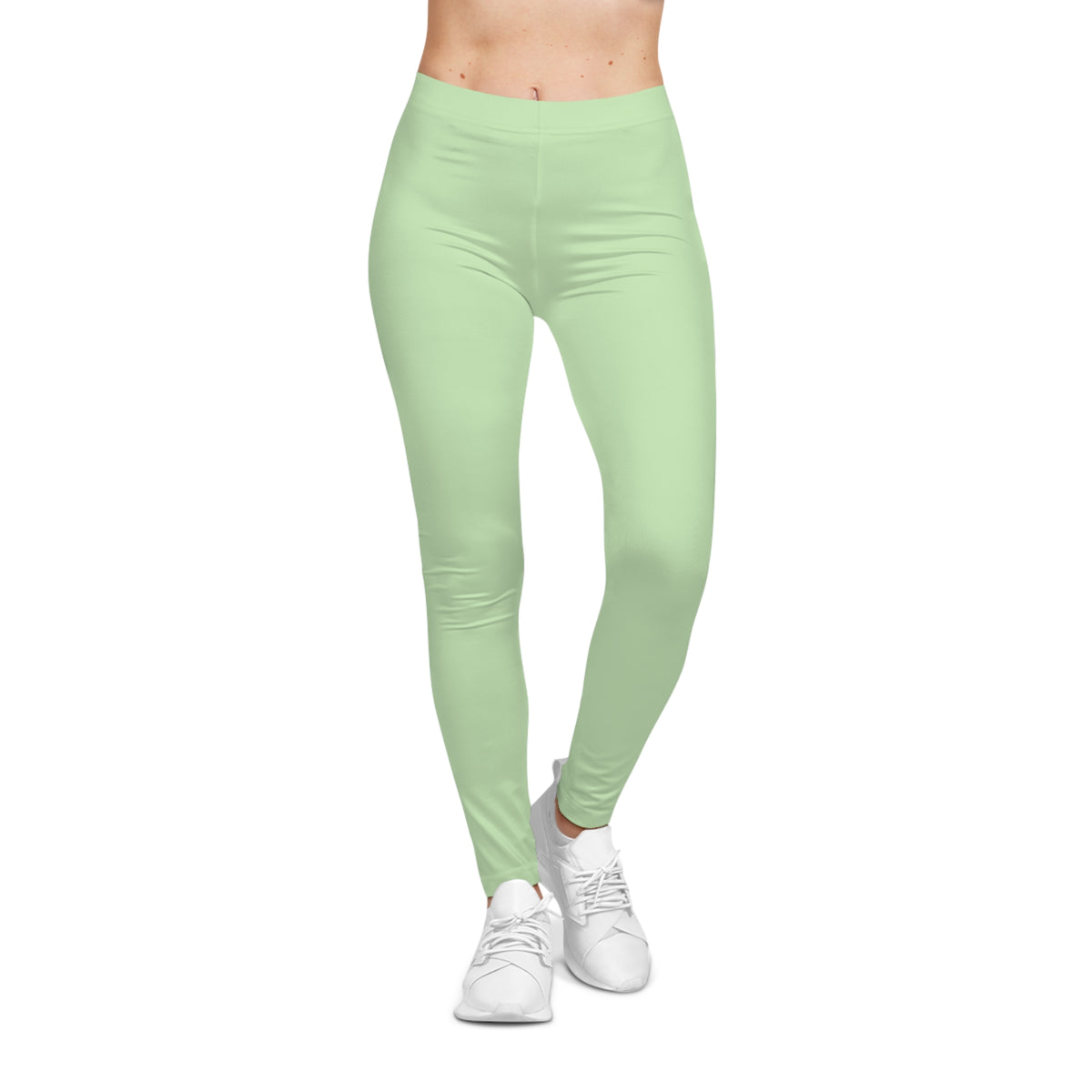 Tea Green Color Women's Poly-Span Casual Leggings XS-2XL