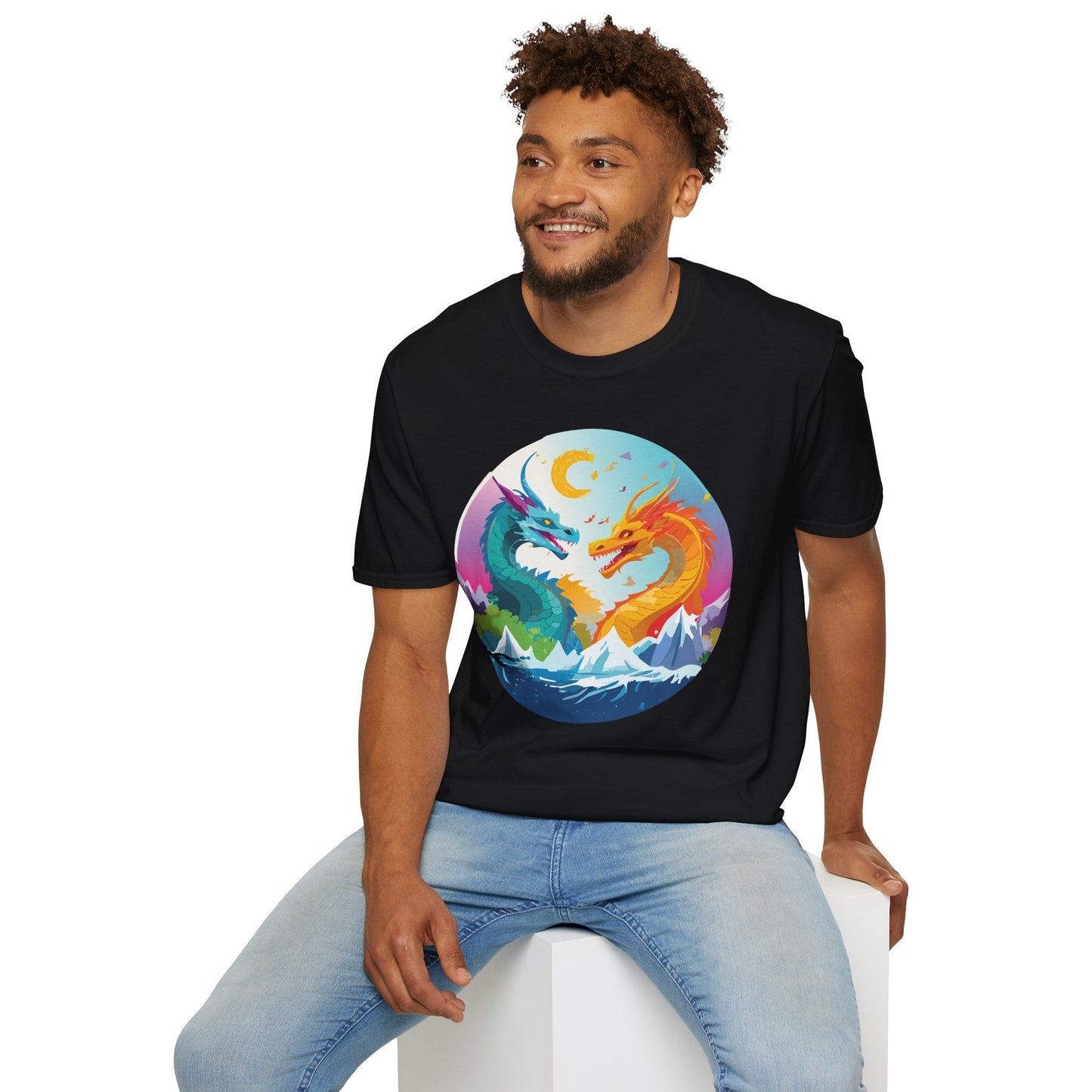 Dragon T Shirt Unisex Gildan Softstyle 64000 Tee Dragon Artwork Animal Print Shirt