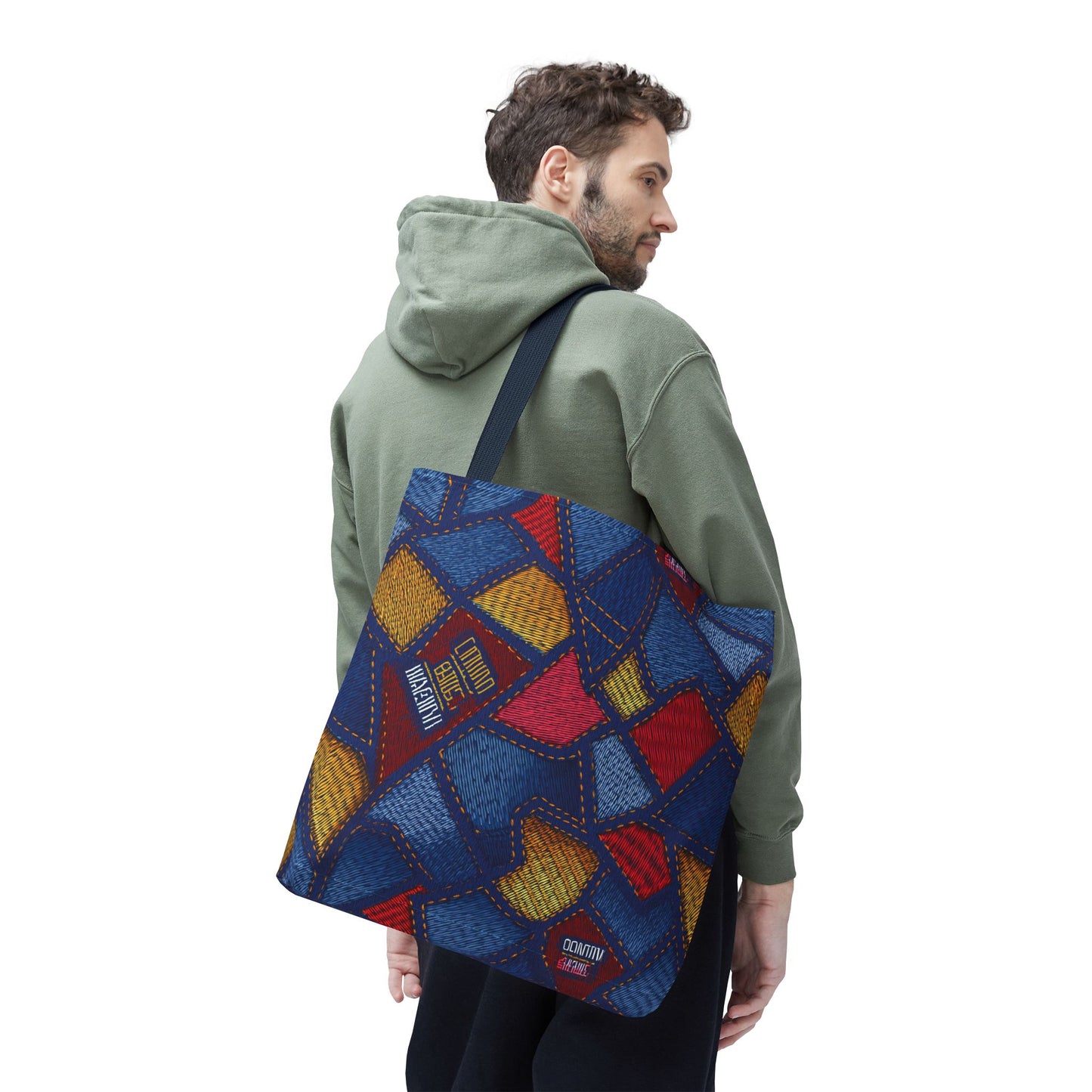 Denim Fabric Imitation Print Unisex Canvas Bag Poly Spun 3 Sizes Tote Bag 140
