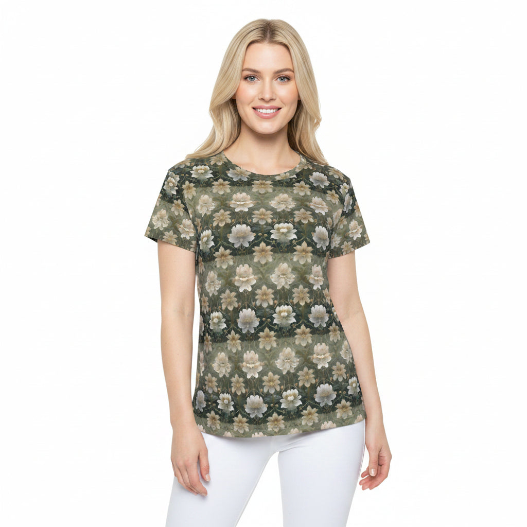 Women Poly T-Shirt with Floral Print