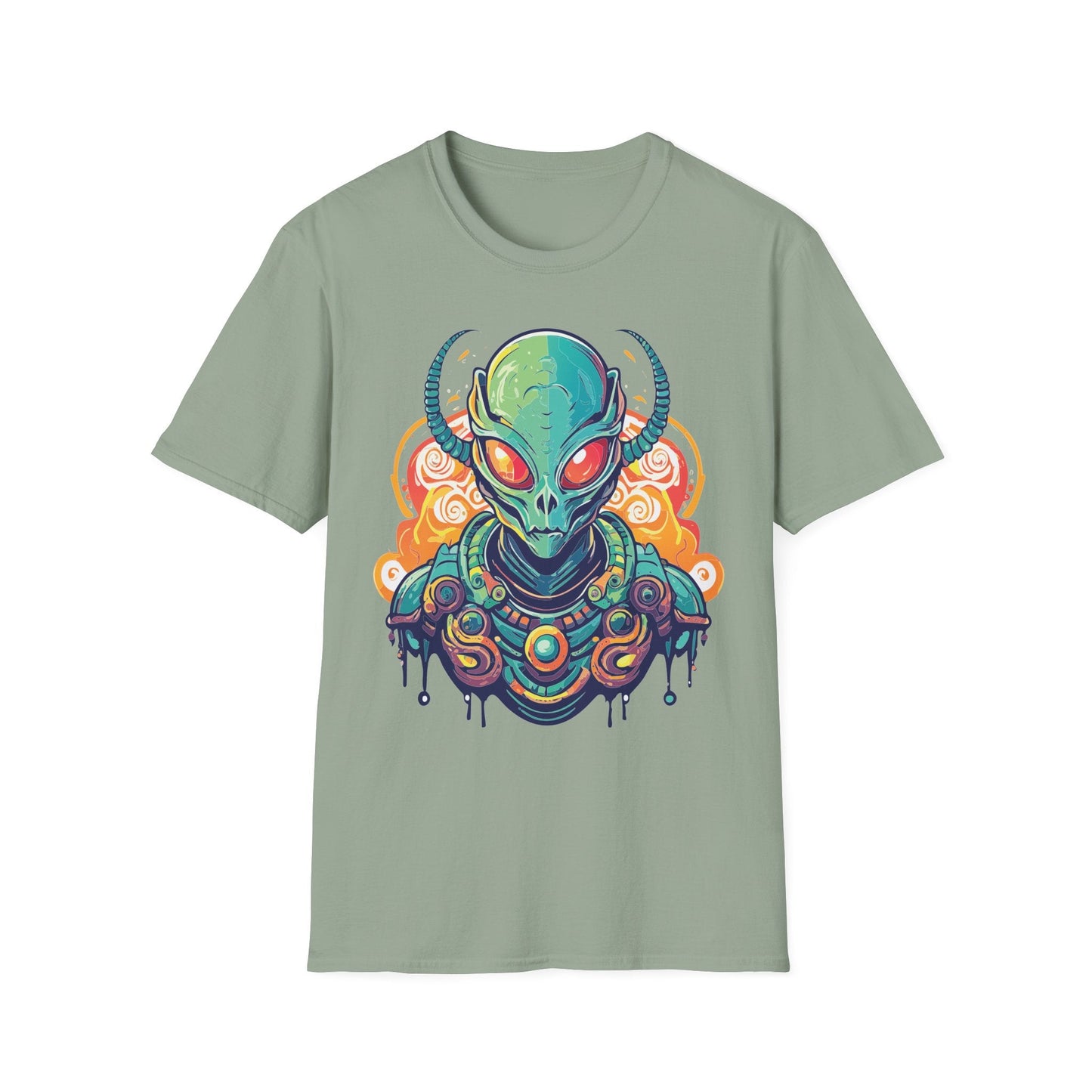 Cosmos Alien T Shirt Unisex Softstyle Cotton Tee With Space Artwork Graphic Design