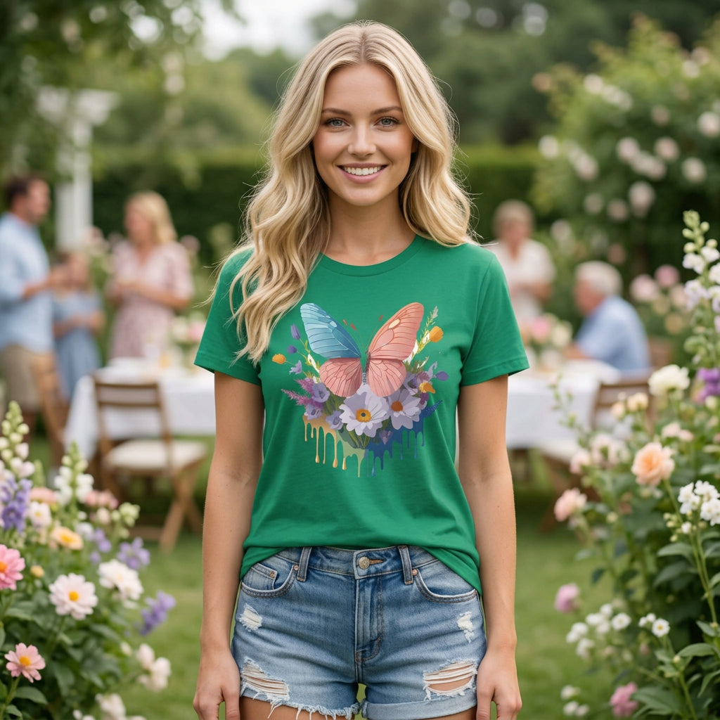 Butterfly Graphic Unisex Cotton Bella+Canvas Tee with Art Design n56
