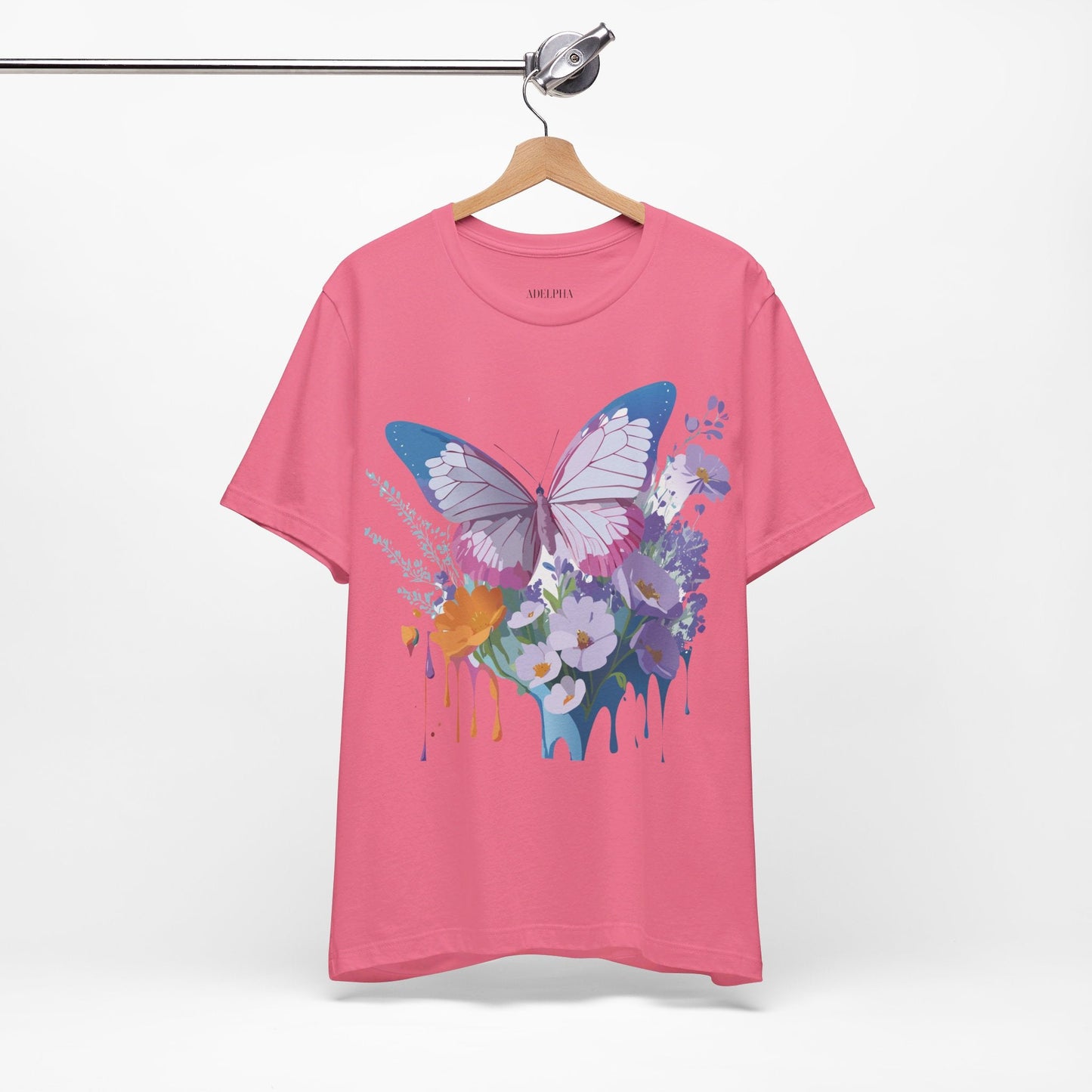 Butterfly Graphic Unisex 100 Cotton Lightweight Vintage Floral Design Jersey Tee 1