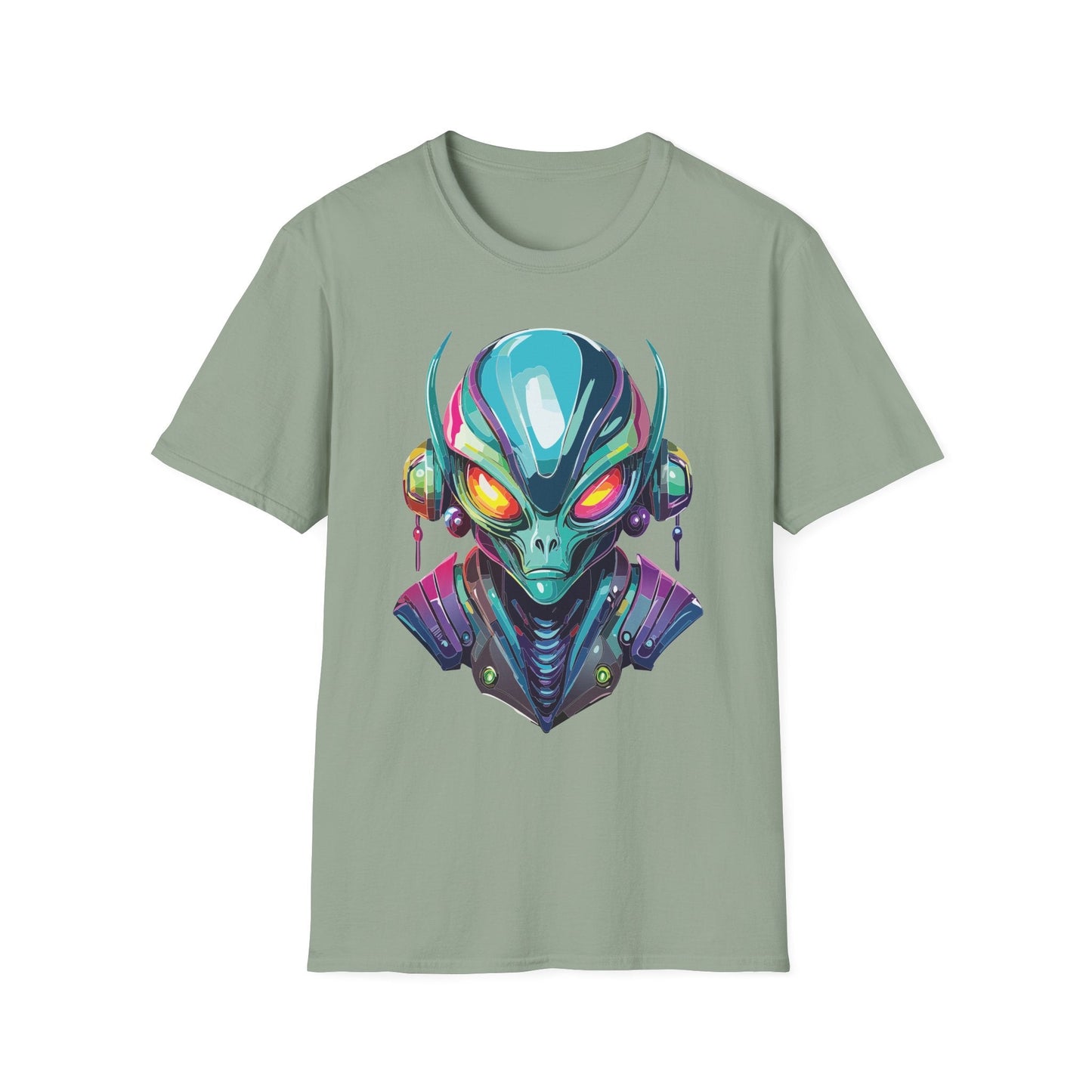Alien Cosmos Unisex Cotton T Shirt With Alien Artwork Softstyle Ring Spun Cotton 64000