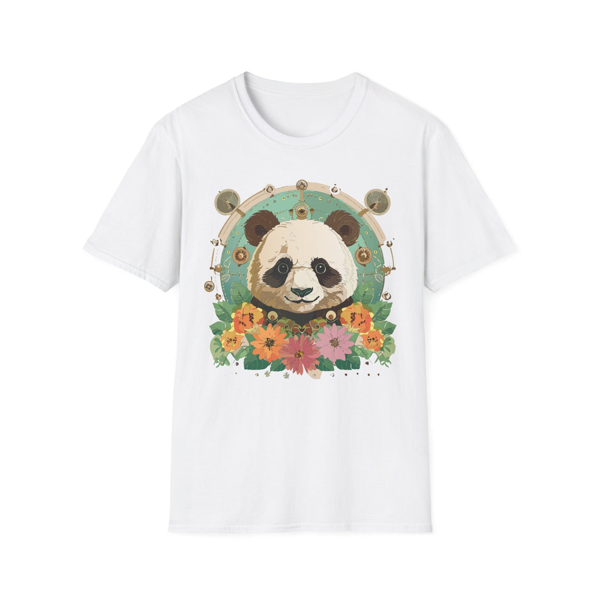 Floral Panda Portrait T-Shirt | Cute Panda Face Tee