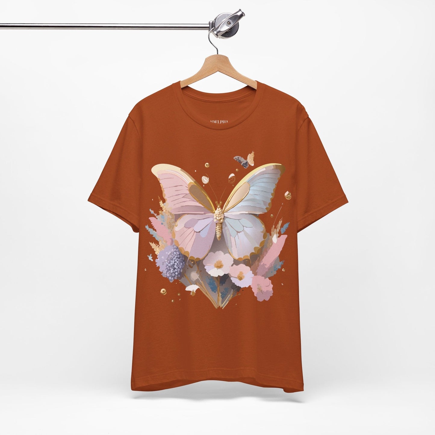 Butterfly Graphic Unisex 100 Cotton Lightweight Vintage Floral Design Jersey Tee 12