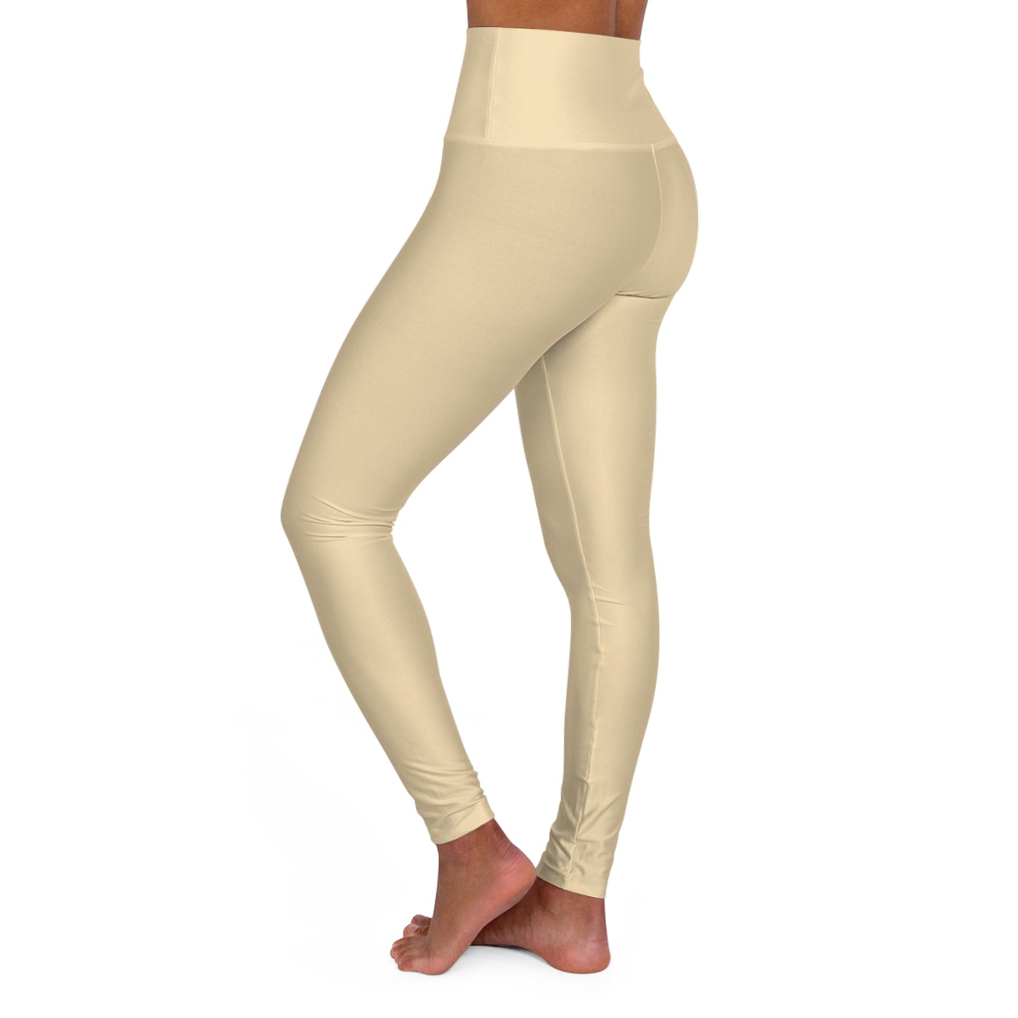 Wheat Cream Color High-Waist Yoga Leggings Women's Seamless Poly-Span Stretchy Pants XS-2XL