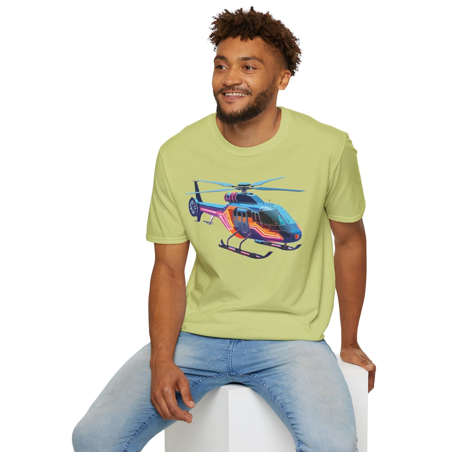 Chopper Helicopter T Shirt Unisex Softstyle 100 Percent Ring Spun Cotton Premium Tee