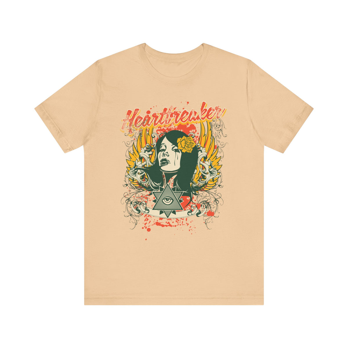 Heartbreaker Illustration Tee Retro Femme Portrait Floral Skull Graphic T-Shirt
