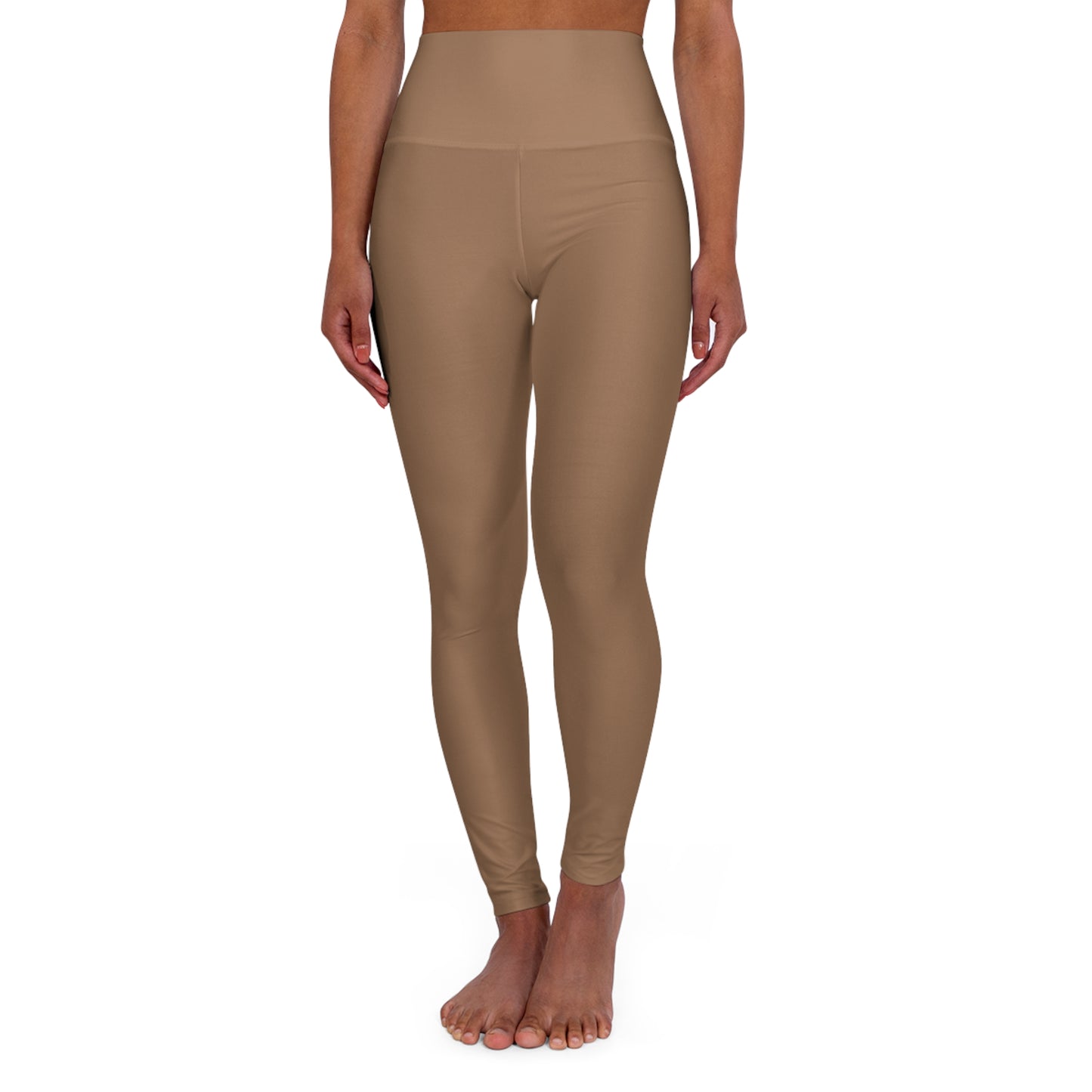 High-Waist Faded Copper Yoga Leggings Women's Poly-Span Smooth Neutral Light Brown Performance Tights