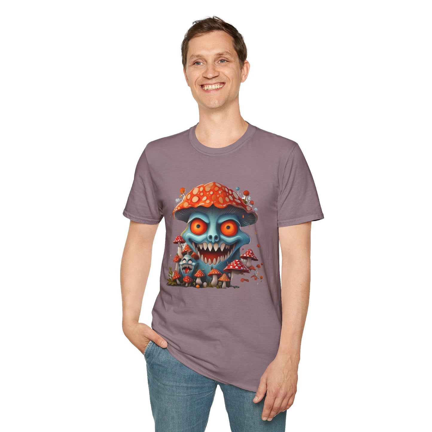 Funny Mashroom Graphic Unisex Softstyle Cotton With Cartoon Illustration Design 3