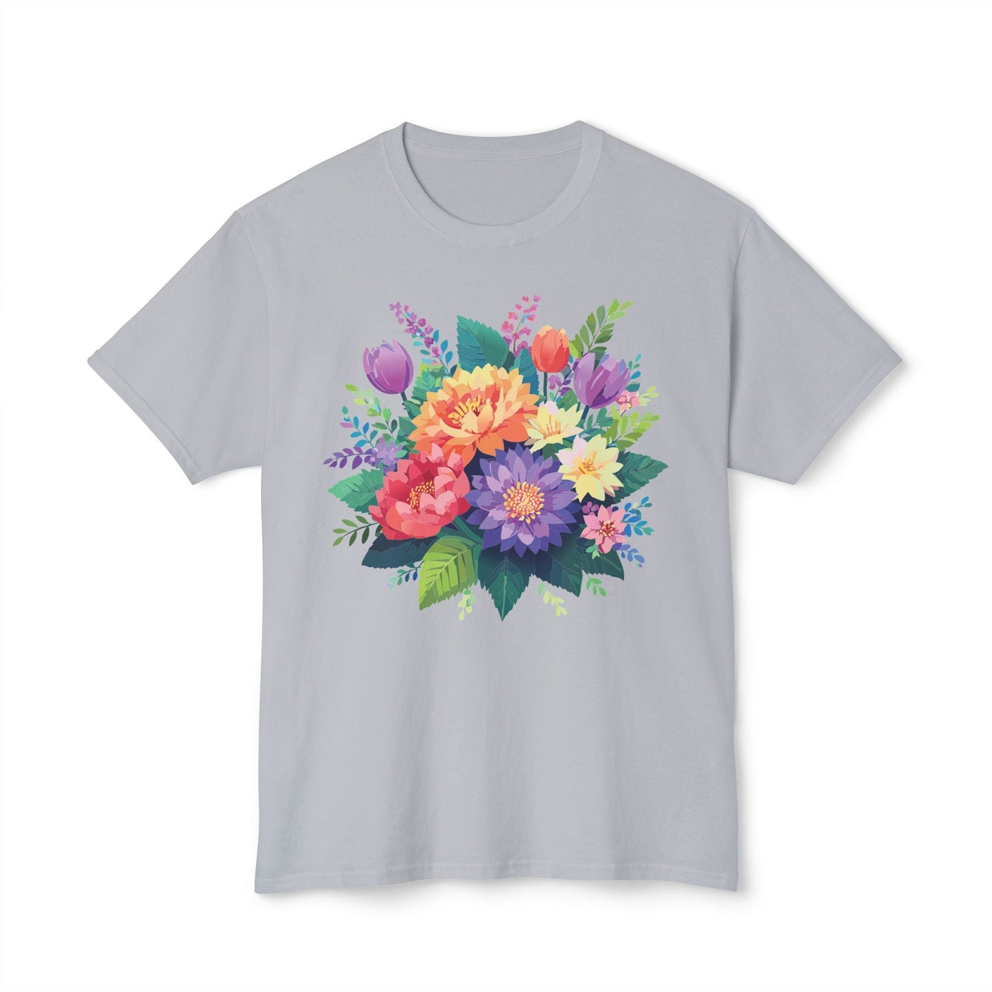 Unisex HD Cotton Art Print T Shirt Floral Design Tee Vintage Flowers Tee Shirt Made in USA