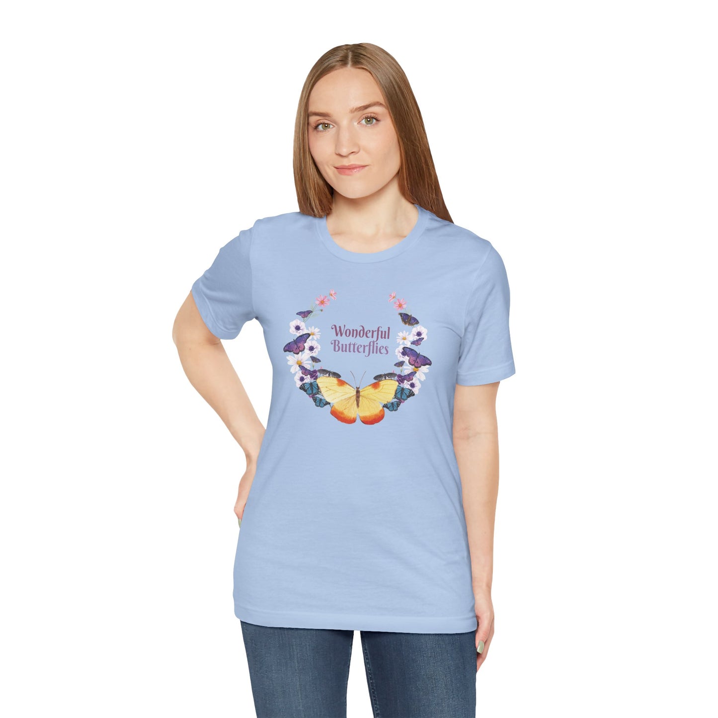 Cotton Tee Shirt with Butterfly Prints