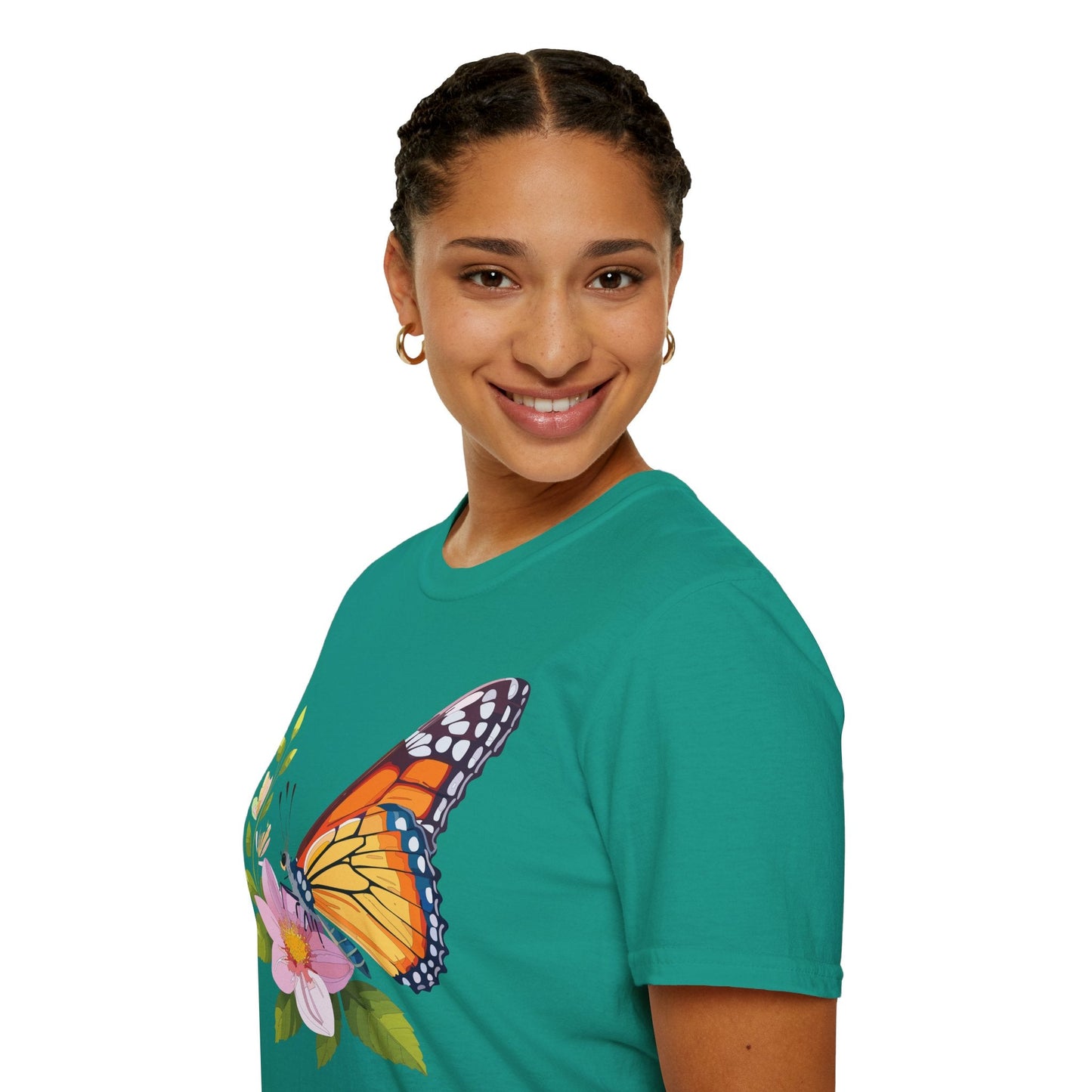 Butterfly T Shirt for Women and Men Monarch Print Softstyle Unisex Gildan 64000 Tee