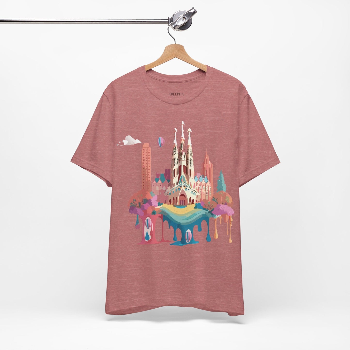 Adelpha Graphic Tee Barcelona Style Unisex Jersey Short Sleeve Vintage Inspired Shirt Casual Wear