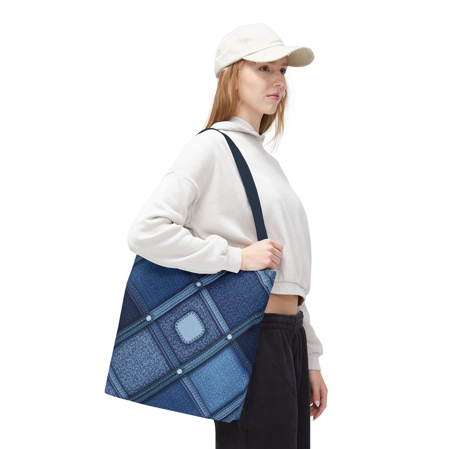 Denim Fabric Imitation Print Unisex Canvas Bag Poly Spun 3 Sizes Tote Bag 102
