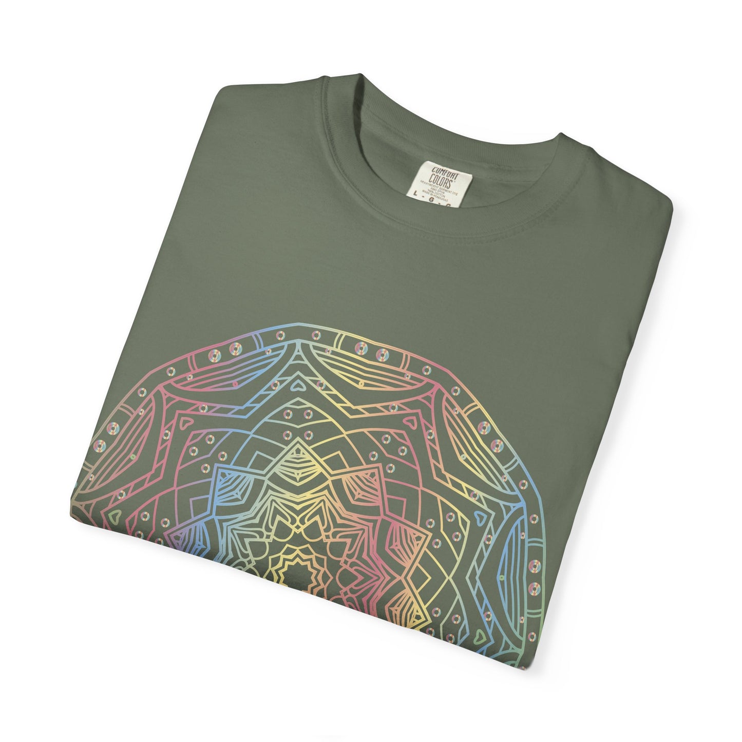 Unisex Garment Dyed Cotton T-Shirt with Mandala Graphic Design