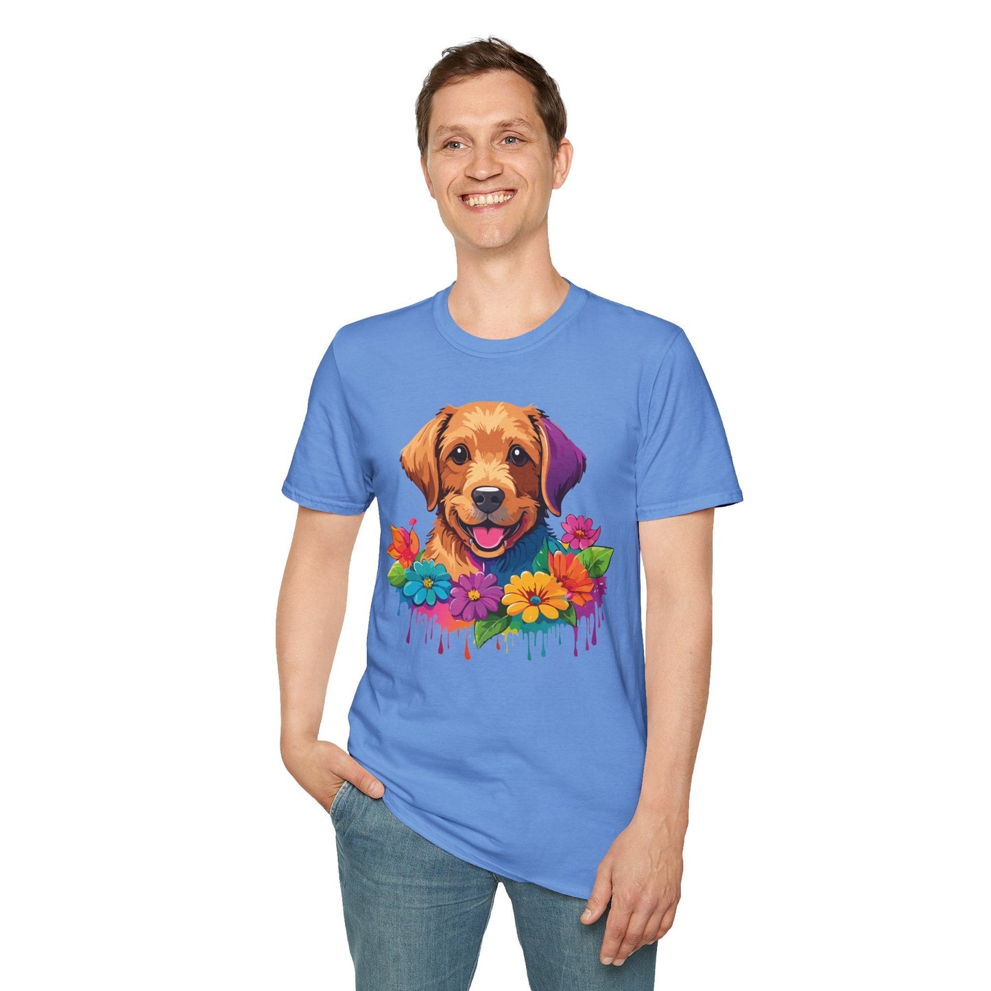 Unisex Dog Shirt With Animals Tee Softstyle Gildan 64000 Comfort Fit