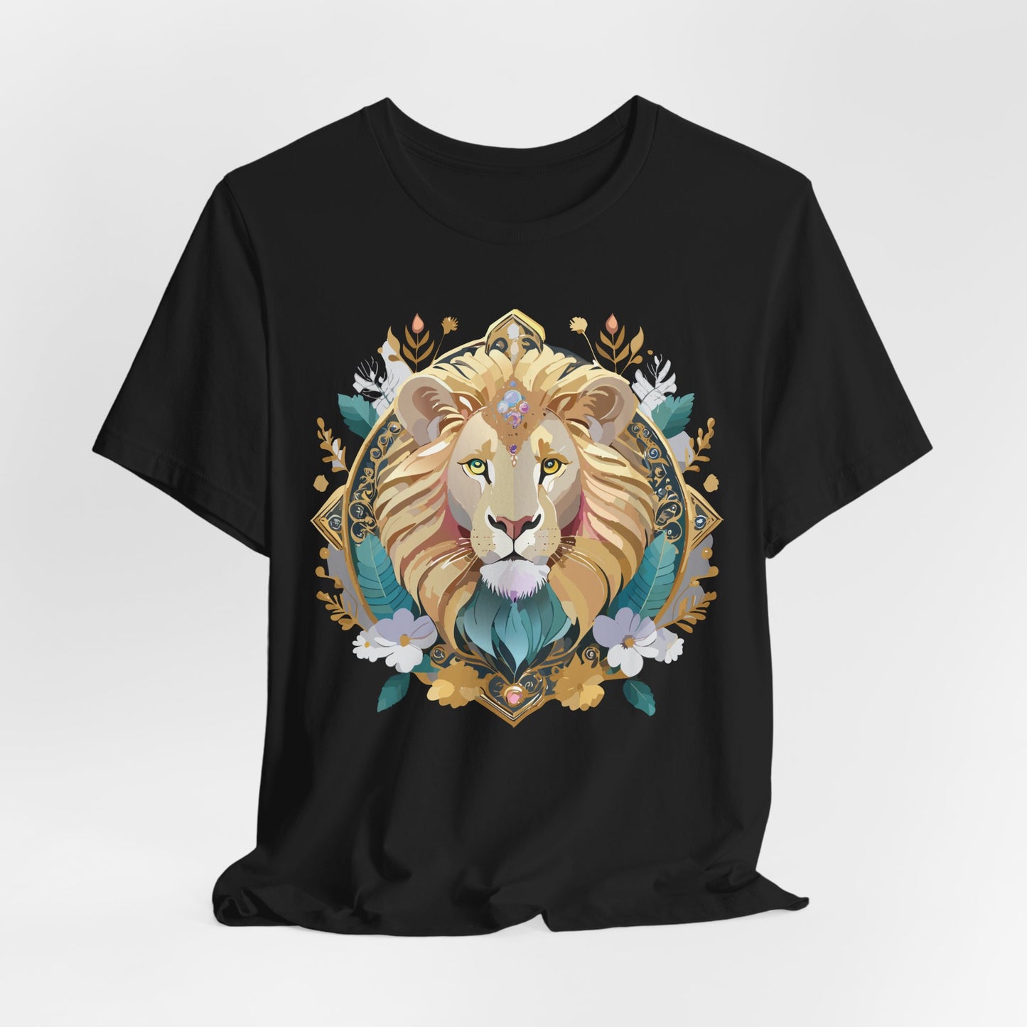 Unisex Lion Graphic Tee, Animal Shirt, Tee Shirt with Lion, Medallion T-Shirt, Animal Medallion Tees 2