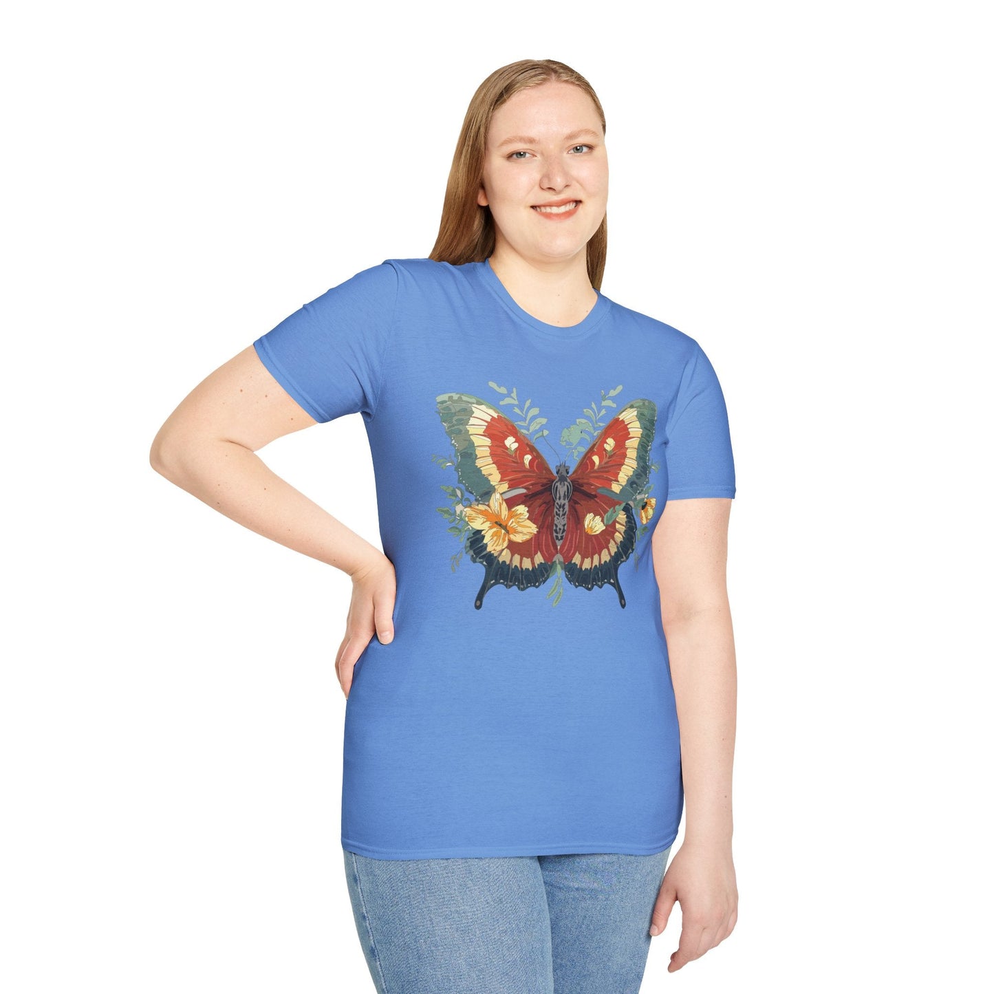Butterfly T Shirt Unisex Gildan Softstyle 64000 Comfort Monarch Design 100 Percent Cotton