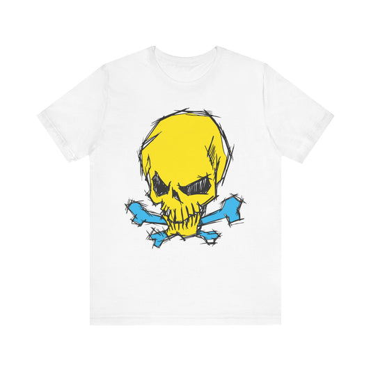 2-Yellow Skull Graphic Design Tee, Skull Shirt, Vintage Tees, Art Design T-Shirt, Vintage Graphic Tee, Art Shirts with Skulls