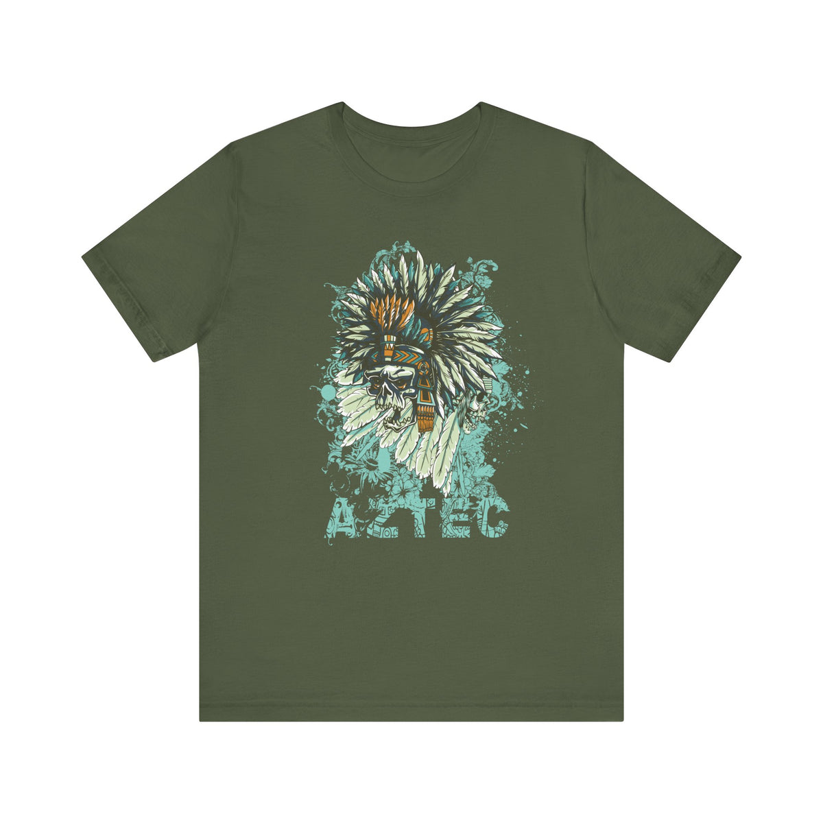 Aztec Headdress Skull T-Shirt Tribal Skull Graphic Unisex Cotton Tee Art-14