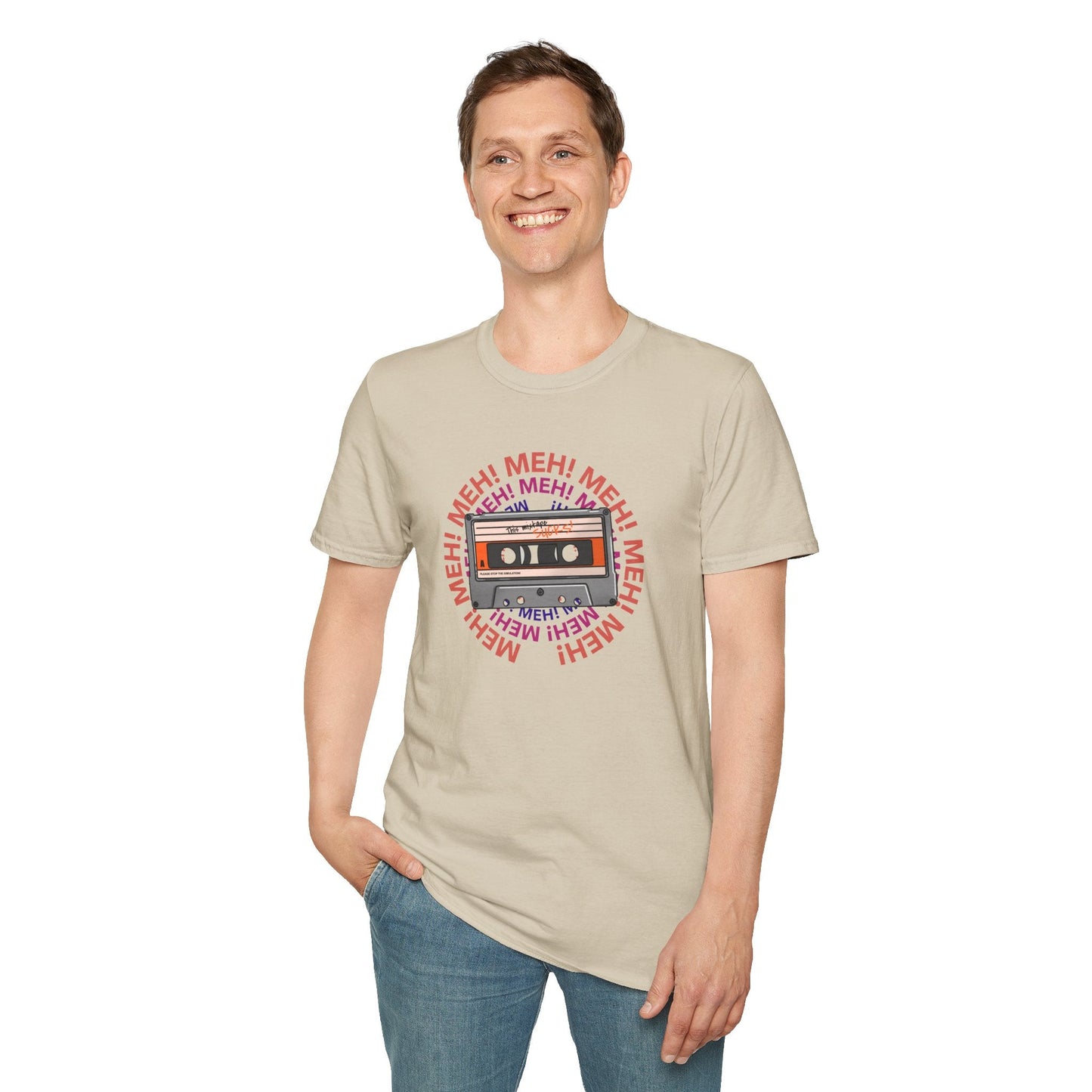 Cassette Tape Meh Graphic T-Shirt Unisex Cotton Retro Funny Music Tee