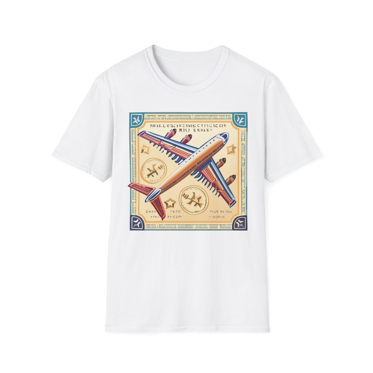 Aviator Vintage Plane T-Shirt — Retro Travel Aircraft Design Travel Post Graphic Design Unisex 100 Cotton Gildan T-Shirt