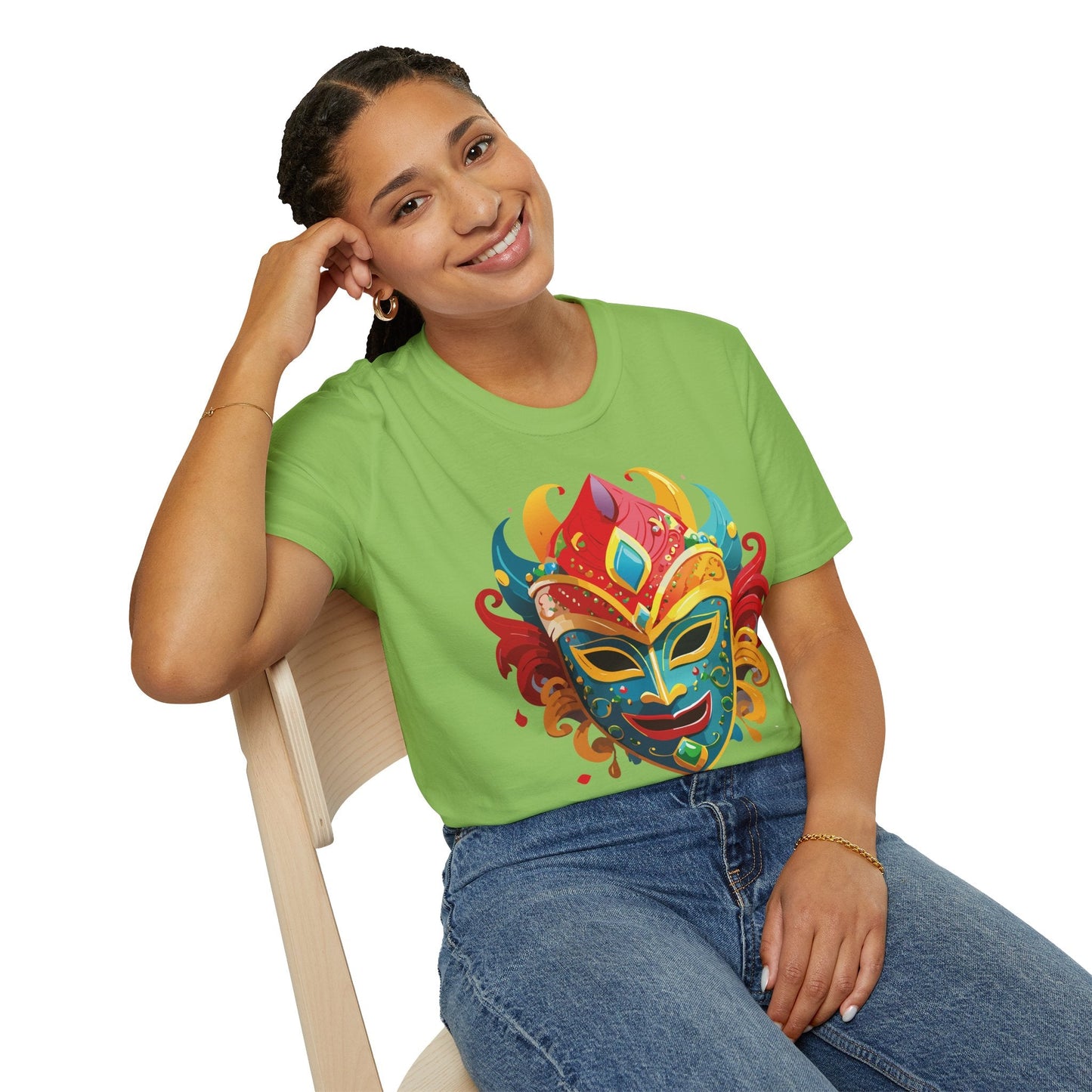 Unisex Mask Tee Shirt Gildan Softstyle 64000 Ring Spun Cotton Breathable Masquerade Design