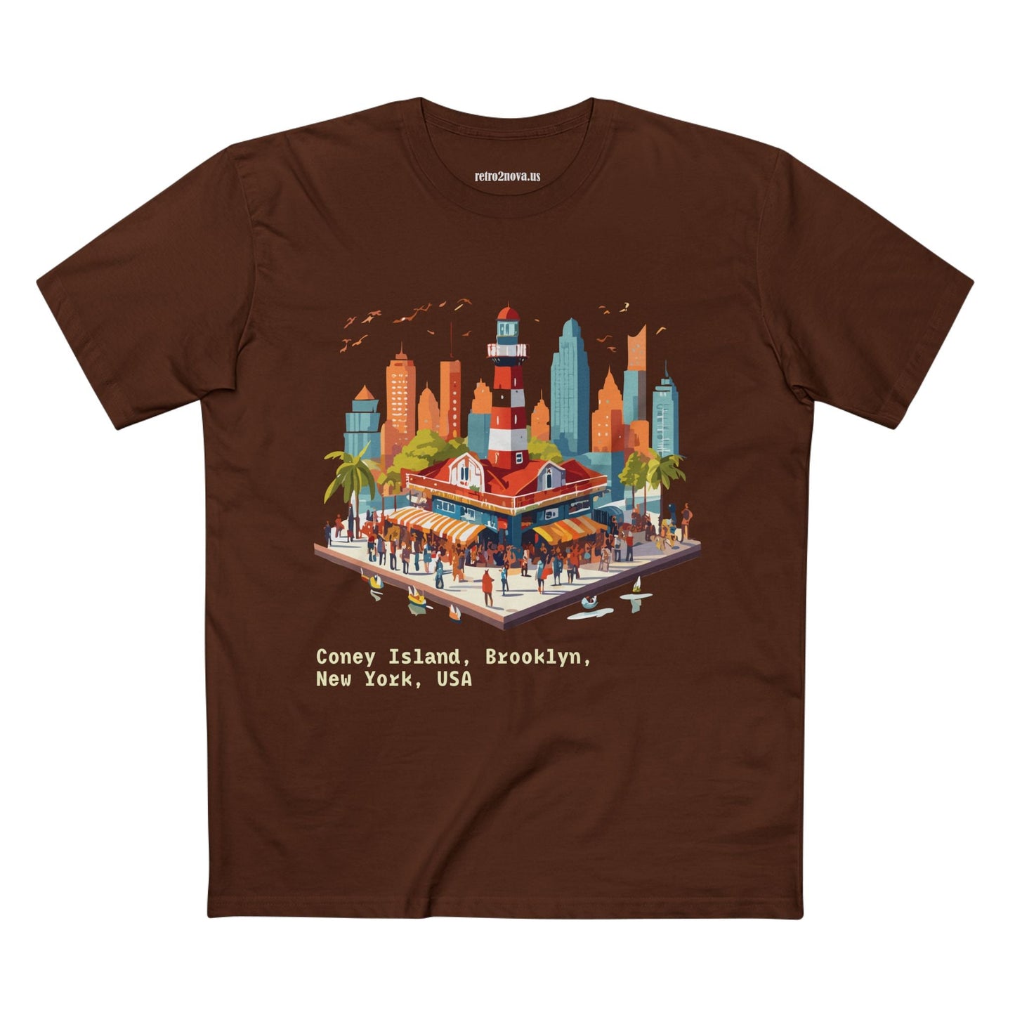 Unisex Travel Shirt Brooklyn Tourist Shirt Premium Cotton Tee with Original Art by Retro2Nova TT25