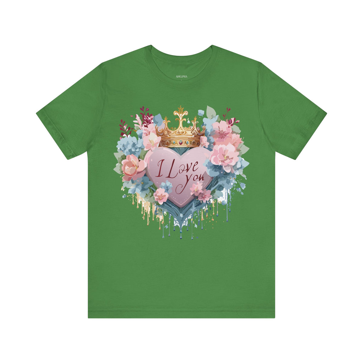 Valentine's Day Graphic Unisex Cotton Bella+Canvas Tee with Floral Art Design d105
