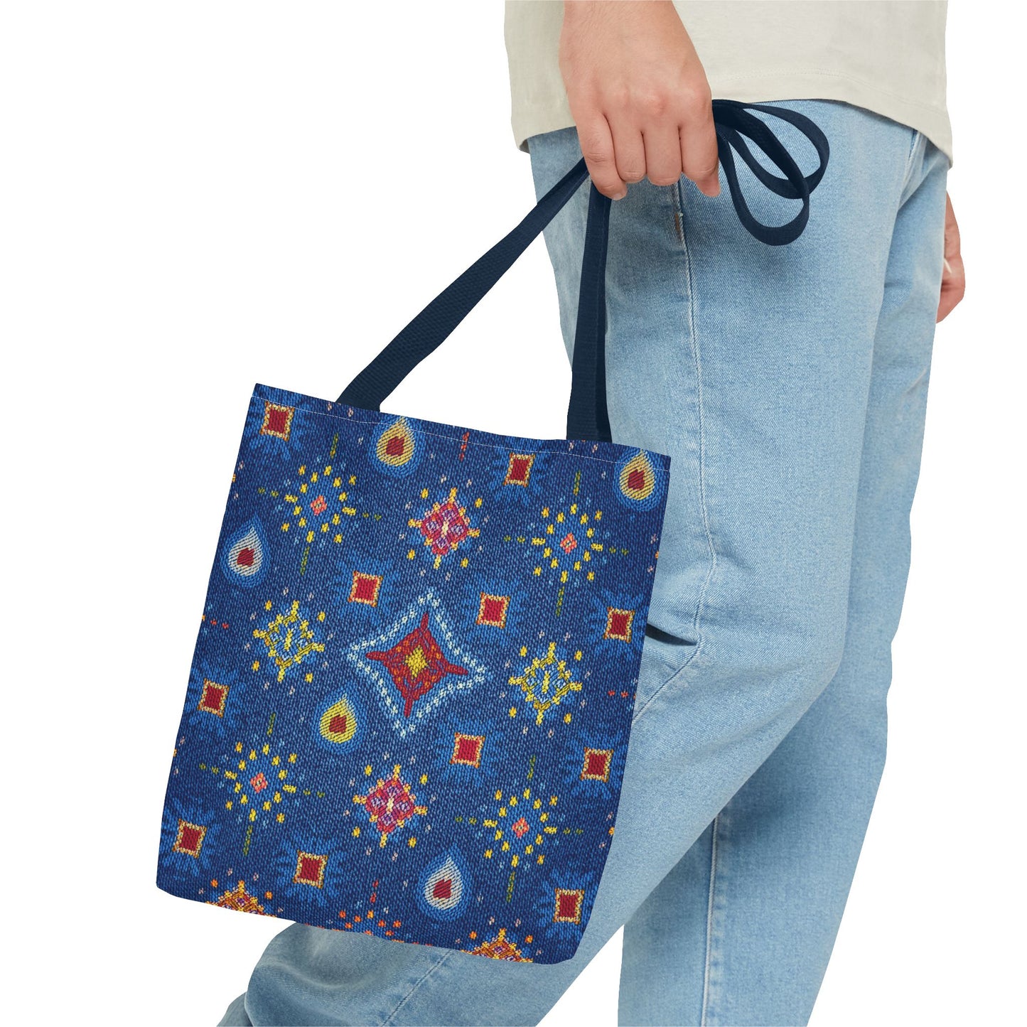 Diwali Graphic Denim Fabric Imitation Print Unisex Canvas Bag Poly Spun 3 Sizes Tote Bag 205-15