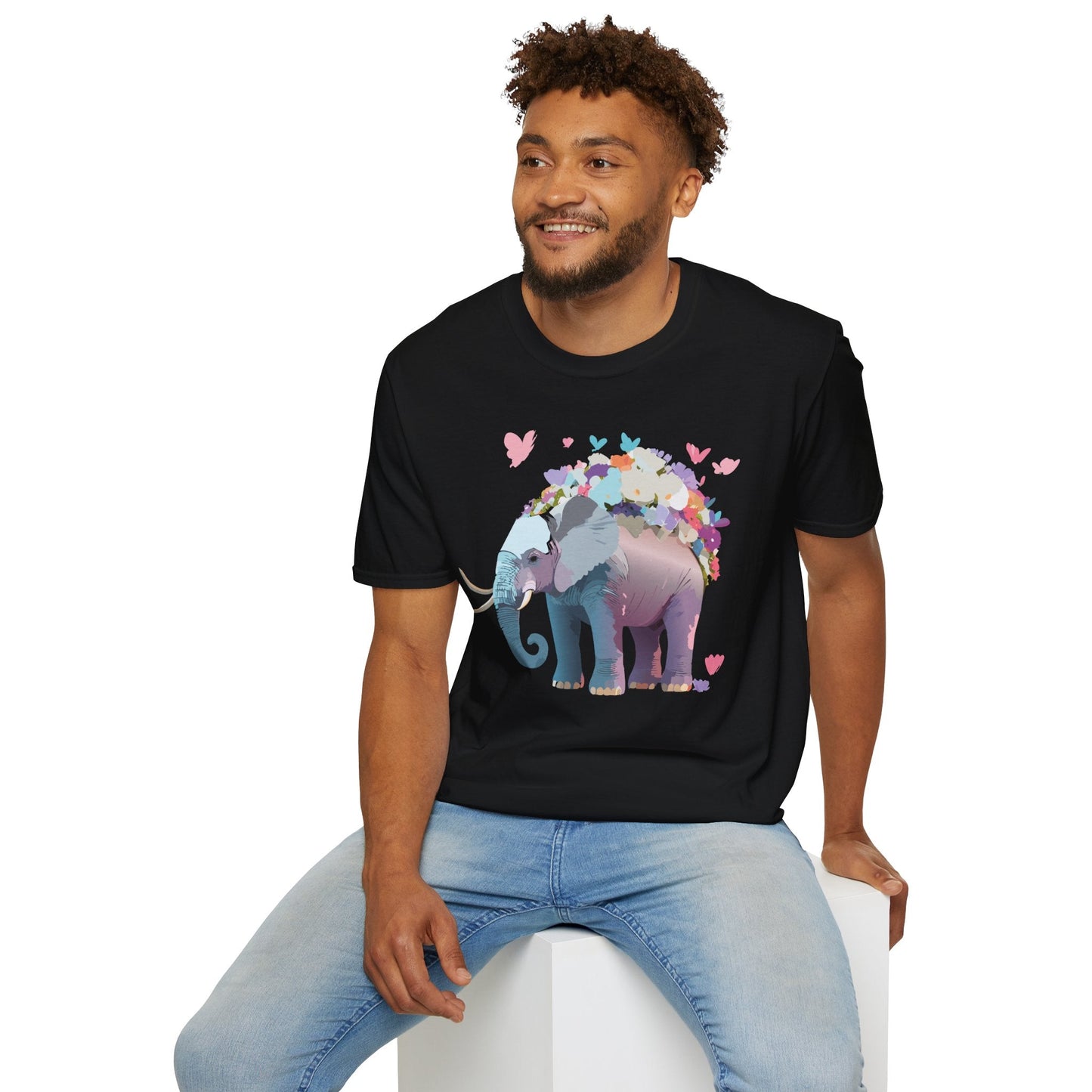 Elephant Graphic T Shirt Unisex Cotton Softstyle Tee Gildan 64000 Elephant Design For Animal Lovers