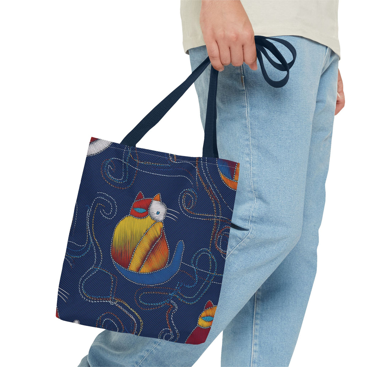 Denim Fabric Imitation Print Unisex Canvas Bag Poly Spun 3 Sizes Tote Bag 190-6