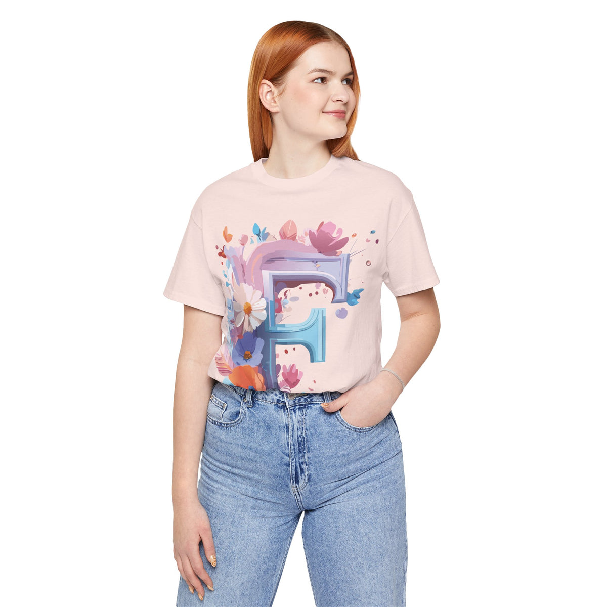 Letter F Graphic Unisex Cotton Bella+Canvas Tee with Art Letter Design