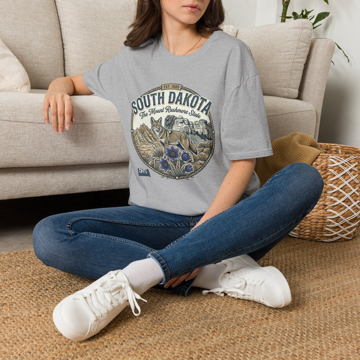 South Dakota Wildlife Tee – State Prairie Flowers Travel Tourist Graphic Tee Unisex 100 Cotton Gildan T-Shirt